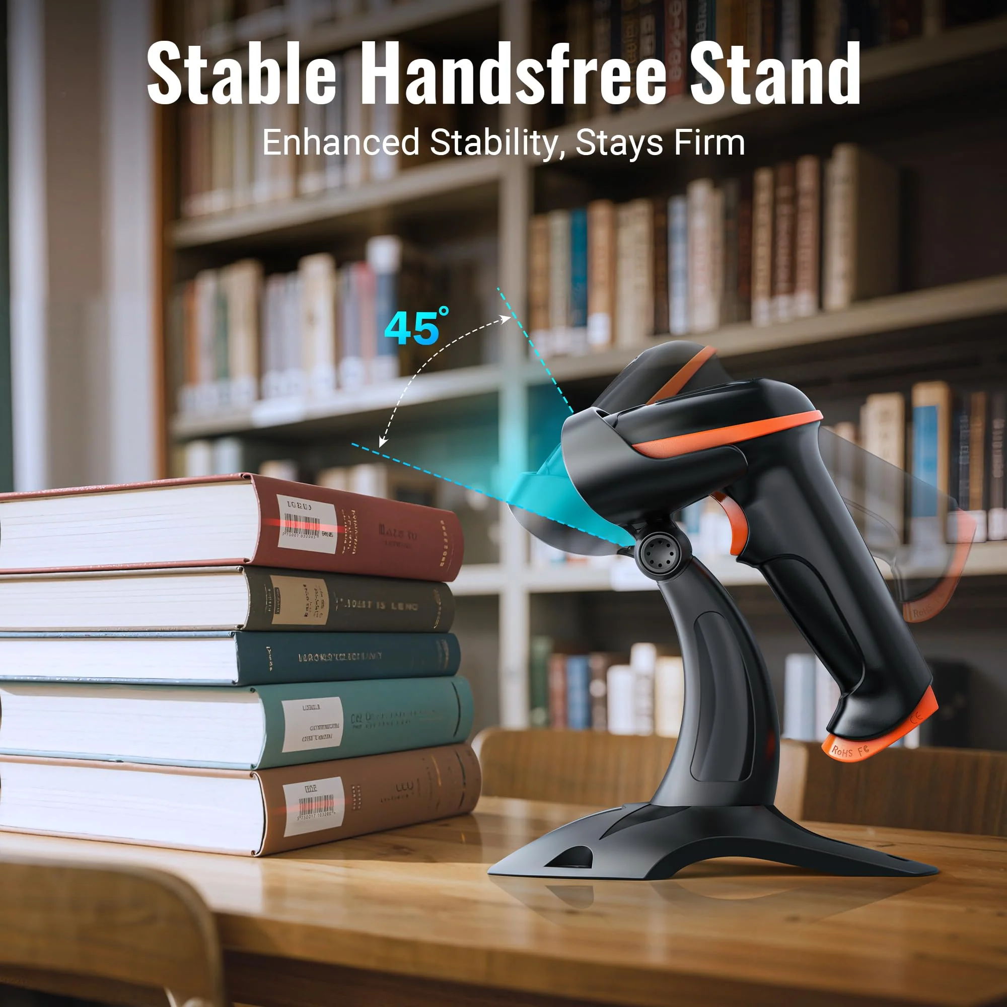 Tera 1D 2D QR Barcode Scanner Wireless and Wired with Battery Level Indicator Digital Printed Bar Codes Reader with Stand Portable Handheld Barcode Scanner Compact Plug and Play Model D5100-Z 2D with stand - Image 3