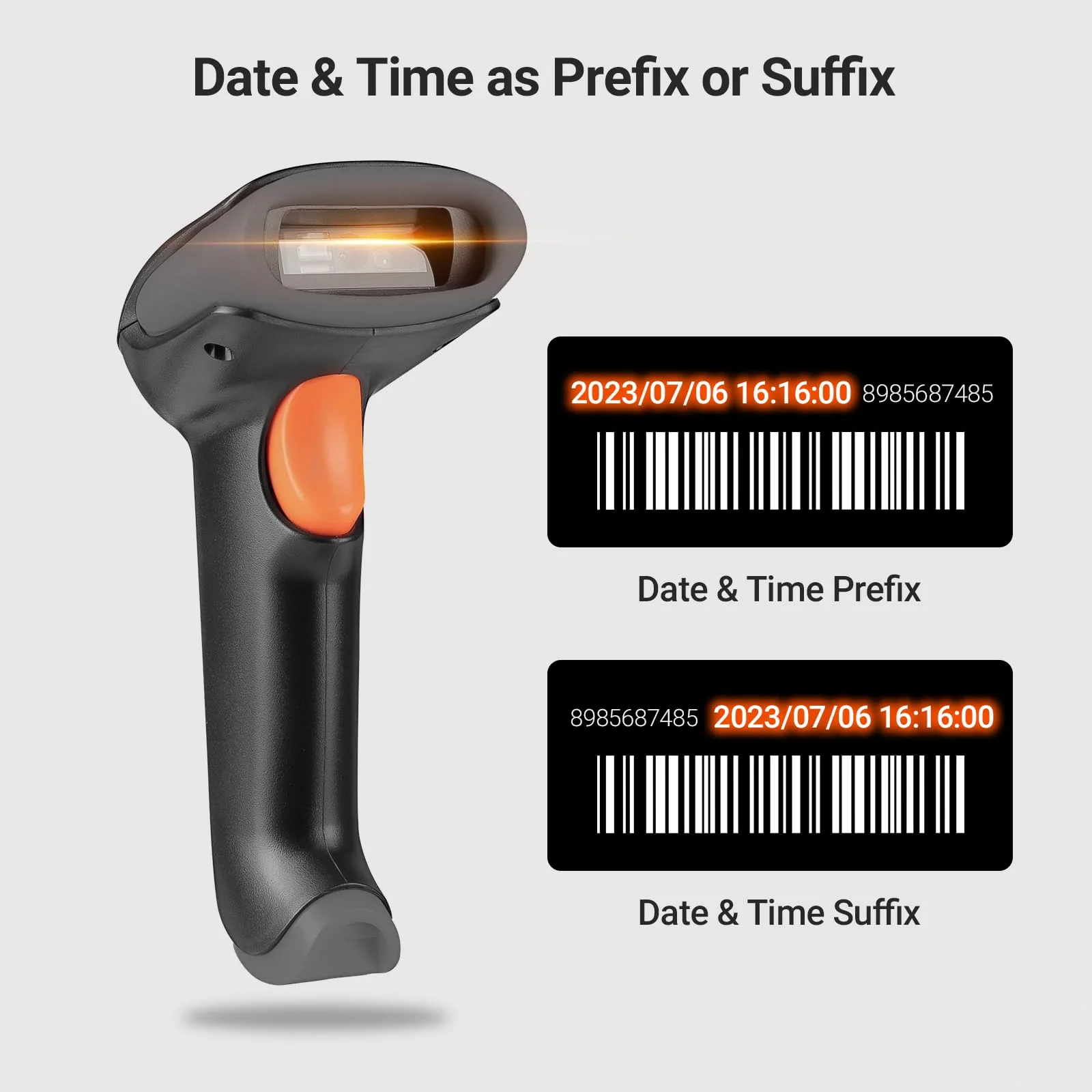 Tera Barcode Scanner Wireless 1D 2D QR with Stand: Battery Level Indicator 3 in 1 Works with Bluetooth 2.4G Wireless USB Wired Handheld Bar Code Reader with Vibration Alert HW0002 Grey - Image 4