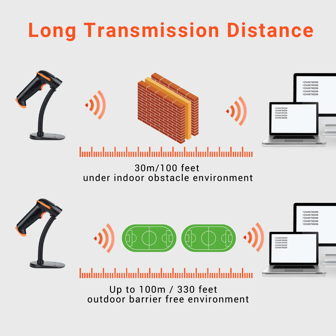 Tera Barcode Scanner Wireless 1D Laser Cordless Barcode Reader with Battery Level Indicator, Versatile 2 in 1 2.4Ghz Wireless and USB 2.0 Wired with Stand Model 5100-Z - Image 4