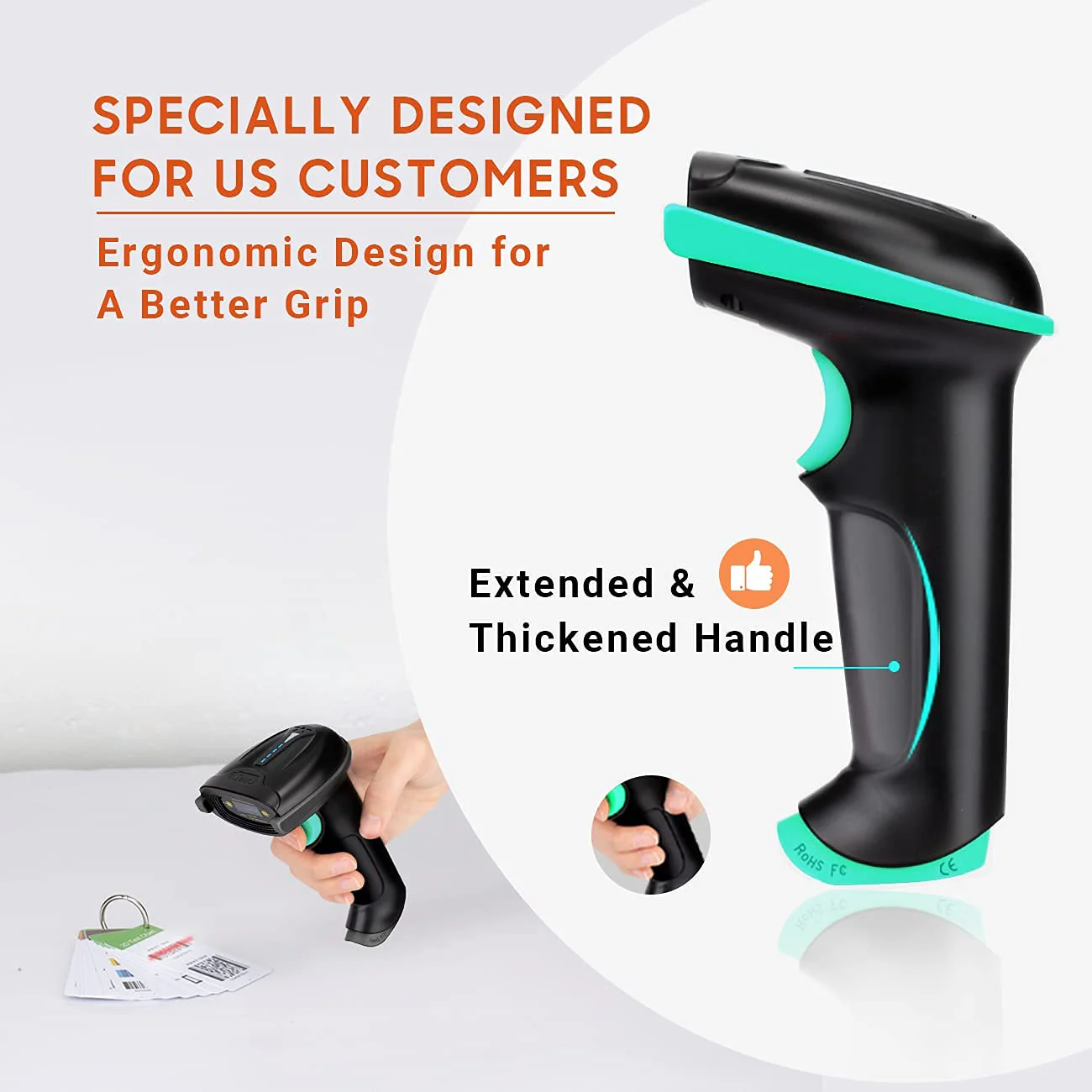 Tera Barcode Scanner Wireless Versatile 2-in-1 (2.4Ghz Wireless+USB 2.0 Wired) with Battery Level Indicator 328 Feet Transmission Distance Rechargeable 1D Laser Bar Code Reader USB Handheld (Blue) - Image 6