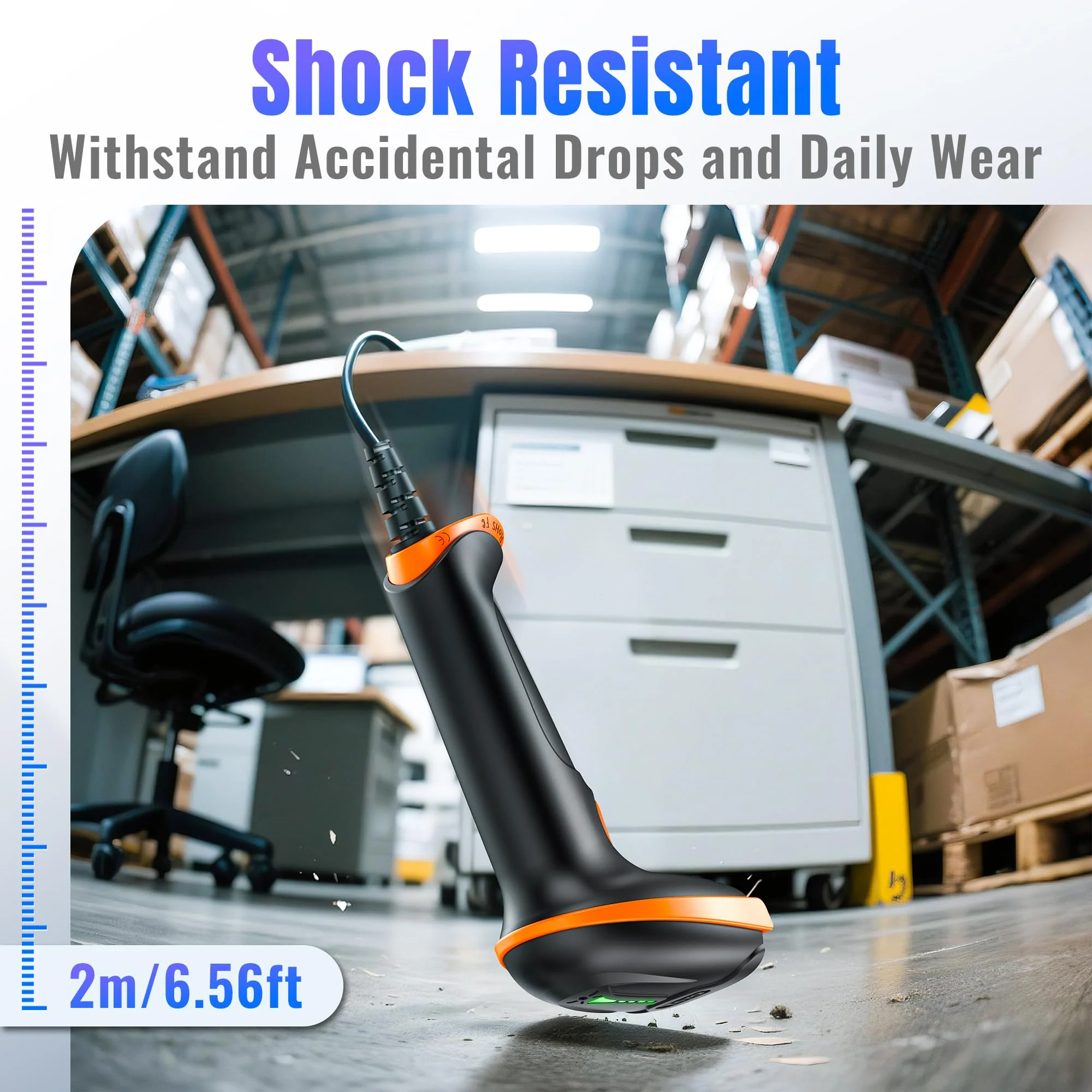 Tera Upgraded USB 1D 2D QR Barcode Scanner Wired, Officially Certified Dustproof Shockproof Waterproof IP65 Ergonomic Handle Fast and Precise Scan for Windows Linux Plug and Play Model D5100Y 2D Wired - Image 3