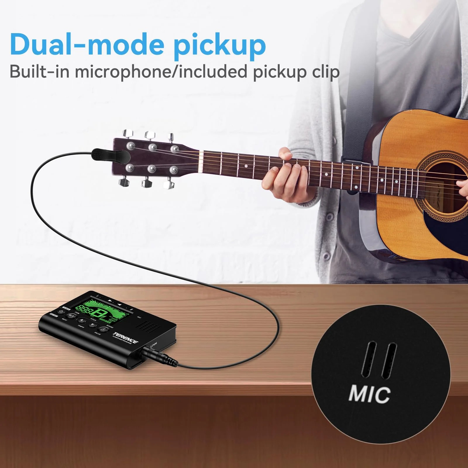 TERENCE Metronome Tuner, 3 in 1 Digital Metronome Tuner Tone Generator for Guitar, Bass, Ukulele, Chromatic, Clarinet, Trumpet and All Musical Instruments, with LCD Color Display, Volume Adjustable - Image 5