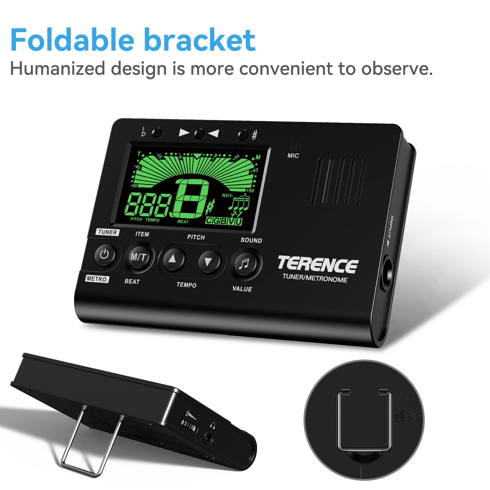 TERENCE Metronome Tuner, 3 in 1 Digital Metronome Tuner Tone Generator for Guitar, Bass, Ukulele, Chromatic, Clarinet, Trumpet and All Musical Instruments, with LCD Color Display, Volume Adjustable - Image 6