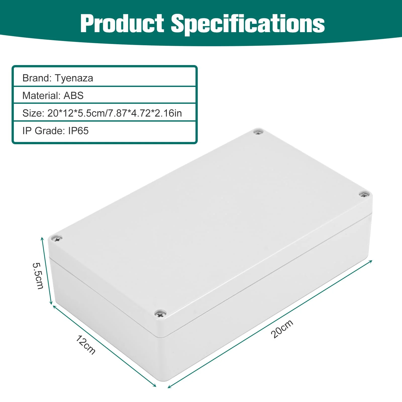 Terminal Box Waterproof IP65, Distribution Box Surface-Mounted, Junction Box Surface-Mounted, Protective Box Cable Outdoor Waterproof, Junction Box Waterproof, Plastic Housing Terminal Box, 20 x 12 x - Image 2