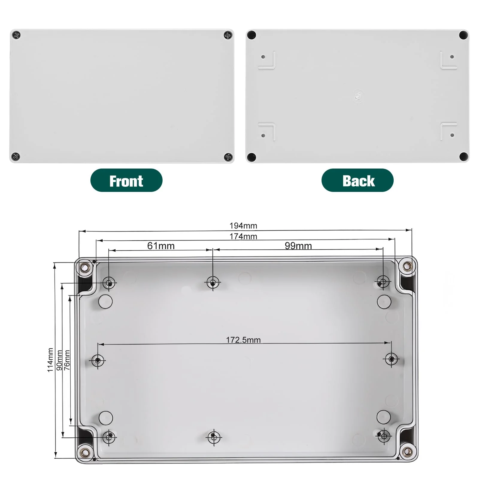 Terminal Box Waterproof IP65, Distribution Box Surface-Mounted, Junction Box Surface-Mounted, Protective Box Cable Outdoor Waterproof, Junction Box Waterproof, Plastic Housing Terminal Box, 20 x 12 x - Image 4