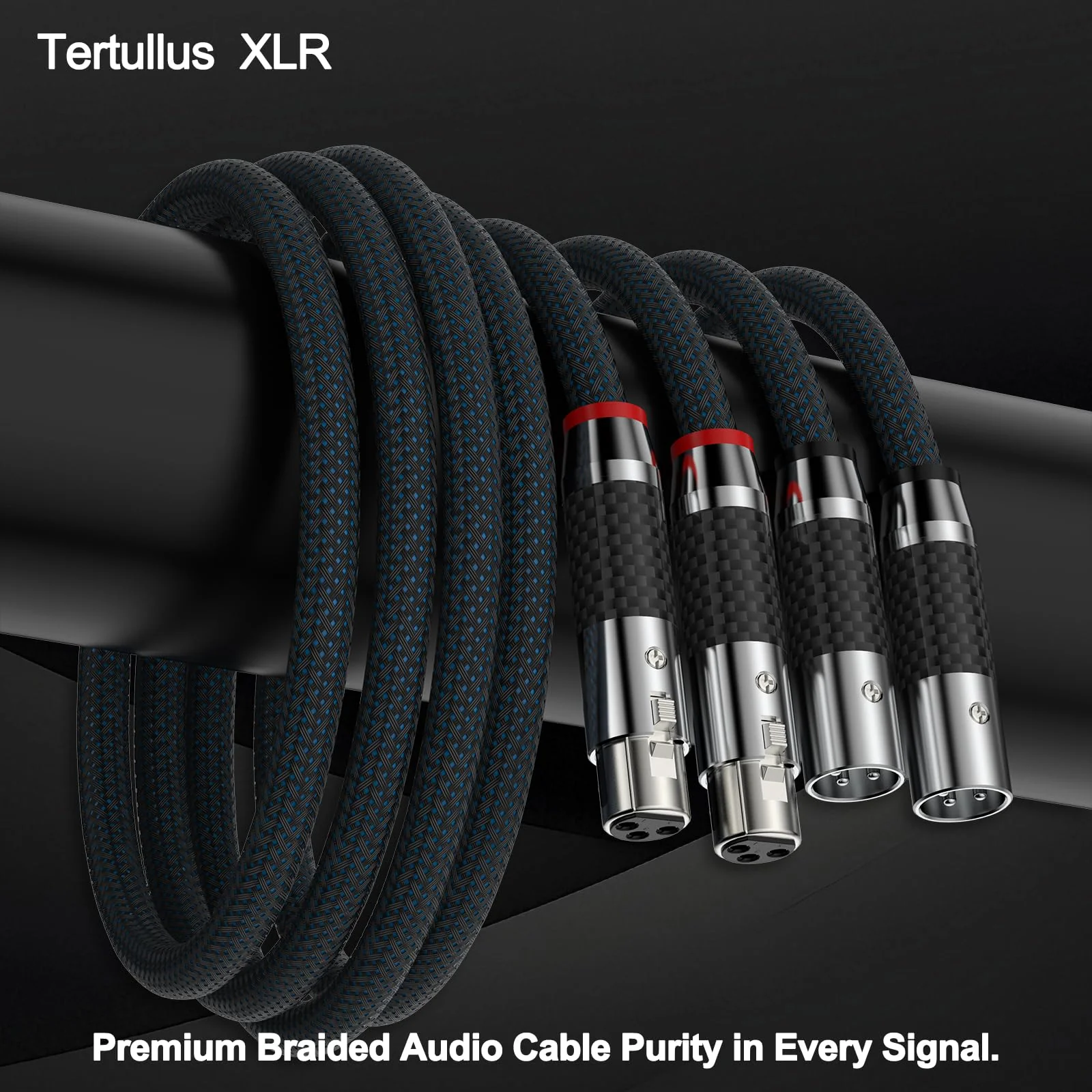 Tertullus 1 Pair 3 Pin HiFi Interconnect Cable XLR-m (Male) to XLR - F (Female) HiFi Balanced Audio Cable Microphone Cable Mic Wire (1m/3.28ft) 1m/3.28ft rhodium plated - Image 2
