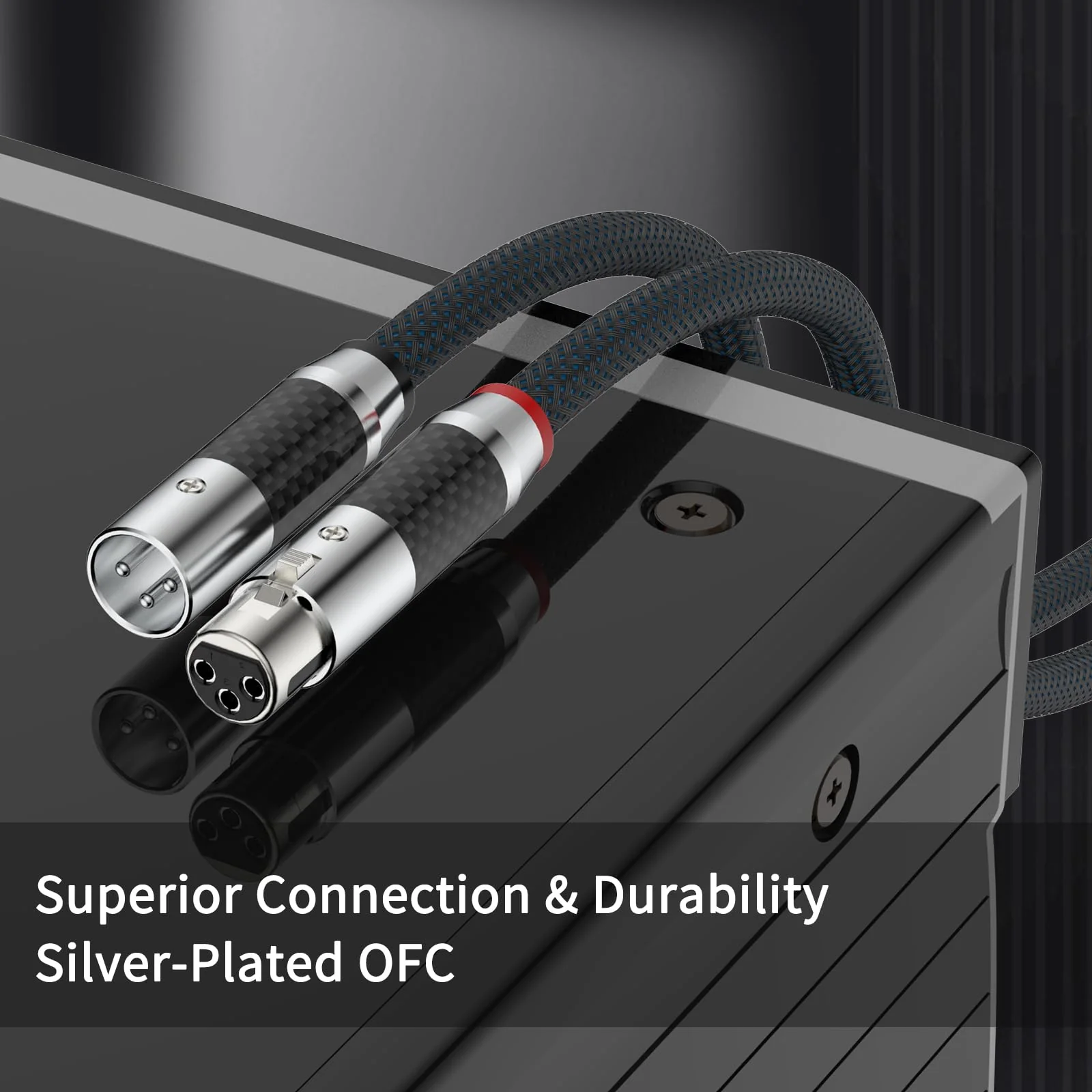 Tertullus 1 Pair 3 Pin HiFi Interconnect Cable XLR-m (Male) to XLR - F (Female) HiFi Balanced Audio Cable Microphone Cable Mic Wire (1m/3.28ft) 1m/3.28ft rhodium plated - Image 4