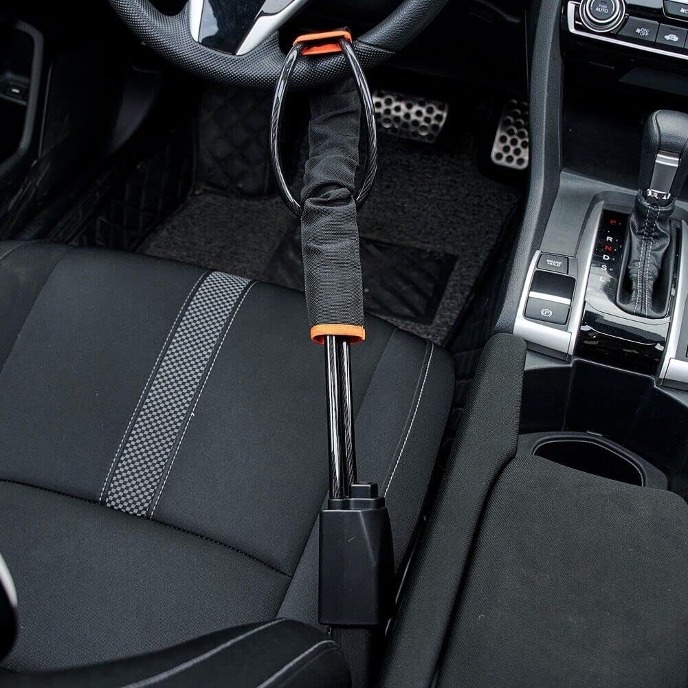Tevlaphee Steering Wheel Lock Seat Belt Universal Anti Theft Car Device Prevention with 3 Keys for Security Fit Most Vehicles Truck SUV Van(Black) Black - Image 4