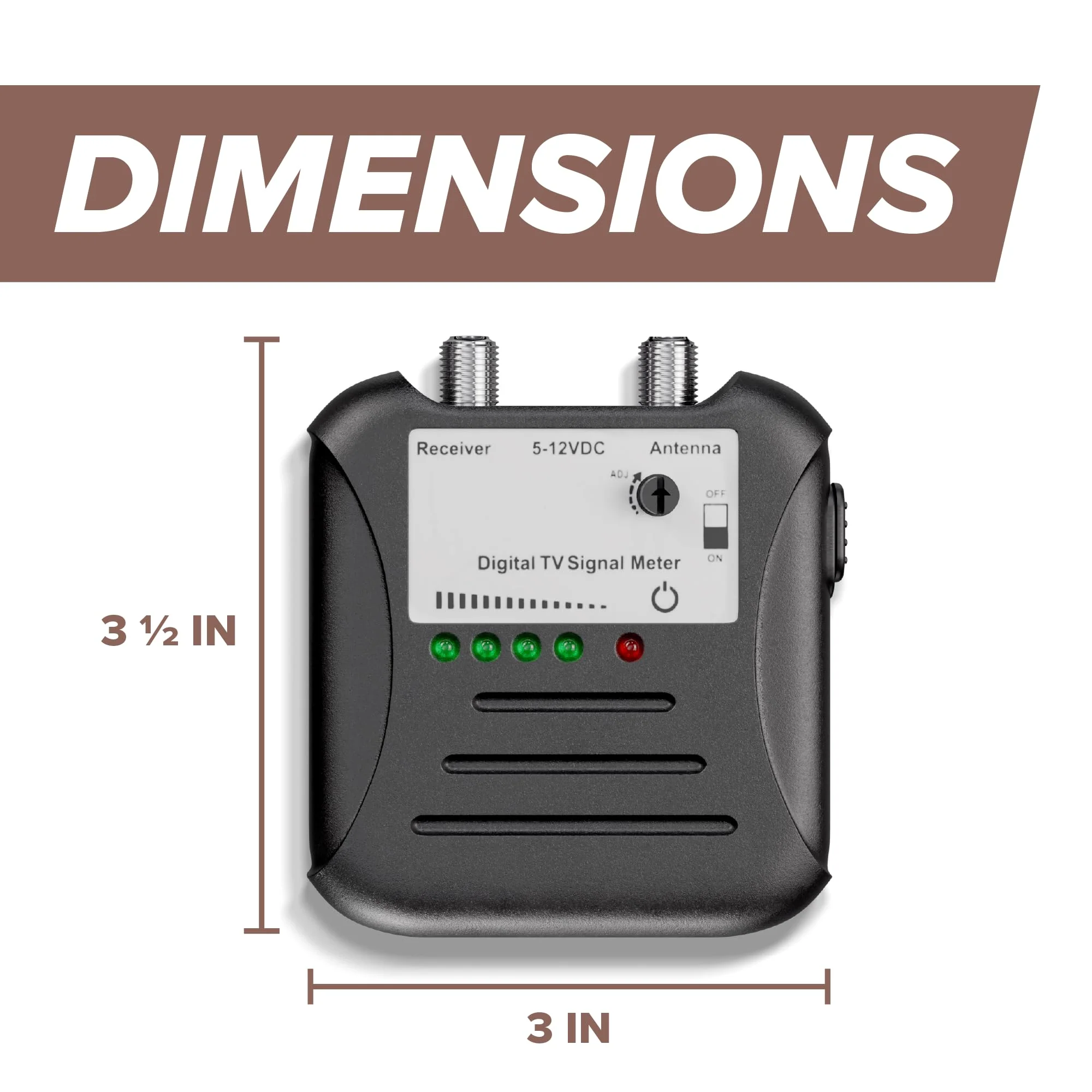 THE CIMPLE CO Antenna Signal Strength Meter for TVs, RVs, OTA Antennas - TV Channel Finder and Sensitivity Adjuster - Over-the-Air Signal Tester with LED Indicators and Coaxial Cable, Black - Image 3