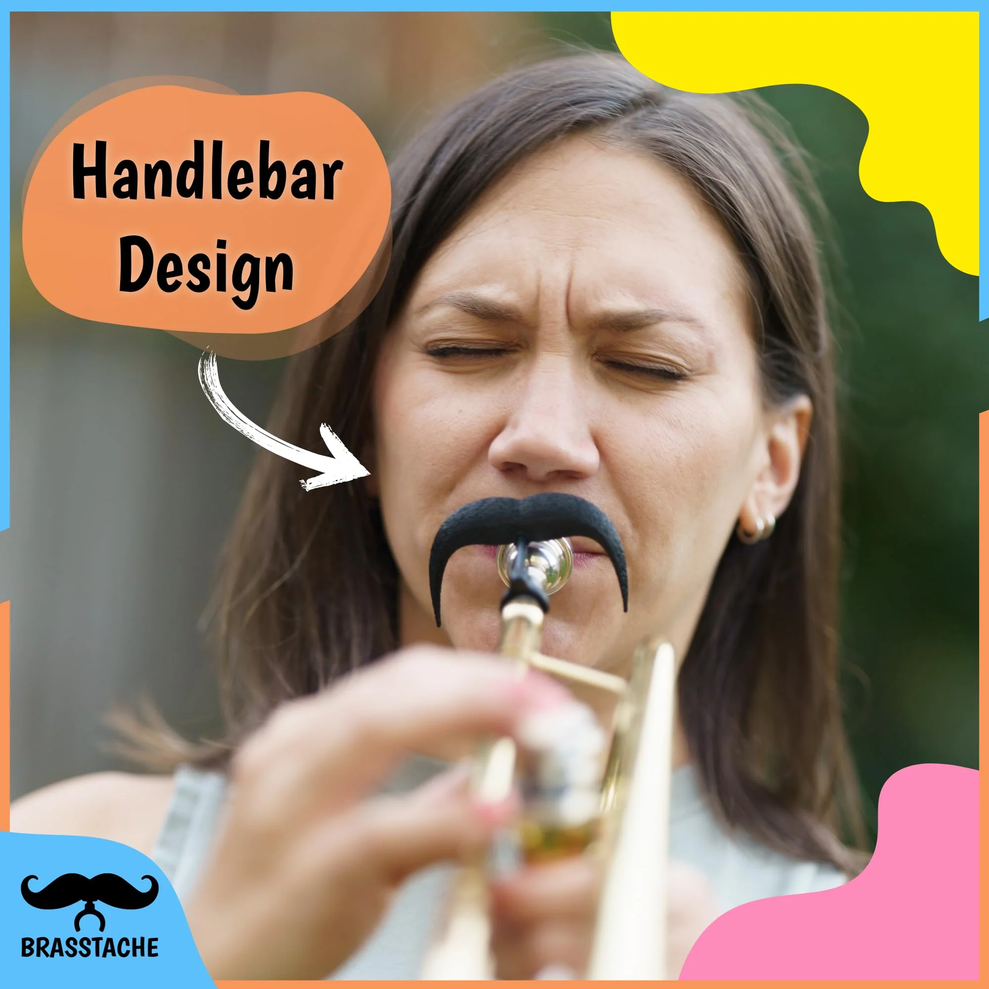 The Original Brasstache 2.0 - [2-Pack] Clip-on Mustache for Trumpet Mouthpiece, XL and Handlebar Combo Version - Image 3