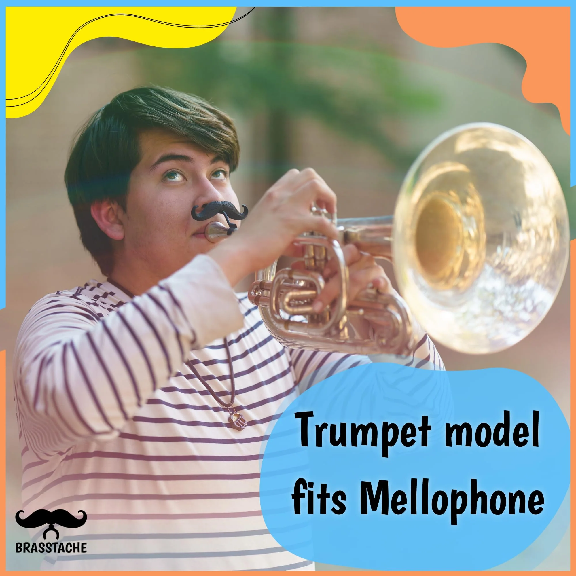 The Original Brasstache 2.0 - [2-Pack] Clip-on Mustache for Trumpet Mouthpiece, XL and Handlebar Combo Version - Image 5