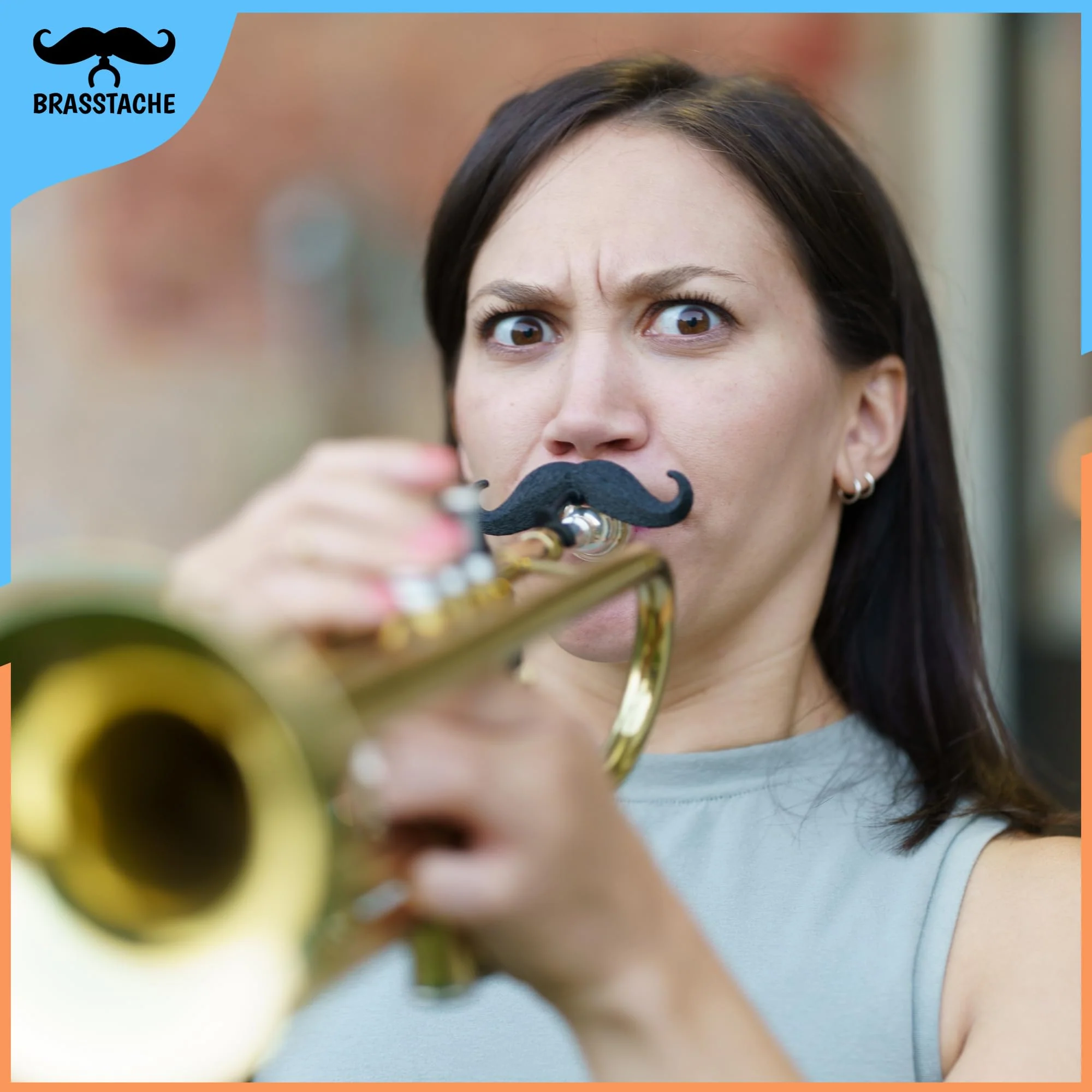 The Original Brasstache 2.0 - [2-Pack] Clip-on Mustache for Trumpet Mouthpiece, XL and Handlebar Combo Version - Image 7