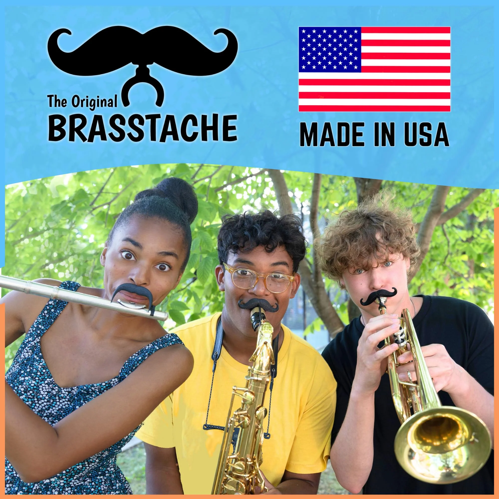 The Original Brasstache 2.0 - [2-Pack] Clip-on Mustache for Trumpet Mouthpiece, XL and Handlebar Combo Version - Image 8