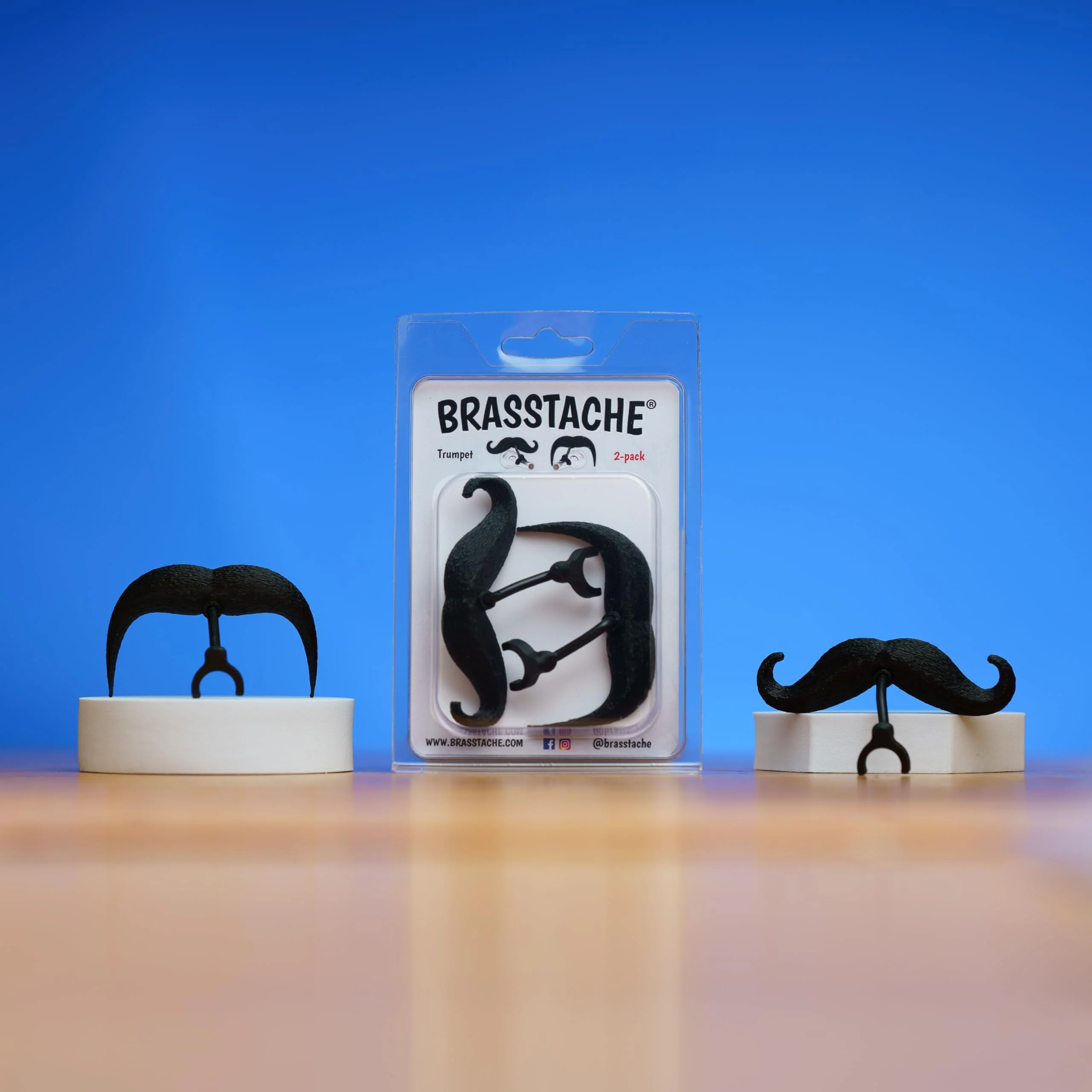 The Original Brasstache 2.0 - [2-Pack] Clip-on Mustache for Trumpet Mouthpiece, XL and Handlebar Combo Version - Image 9