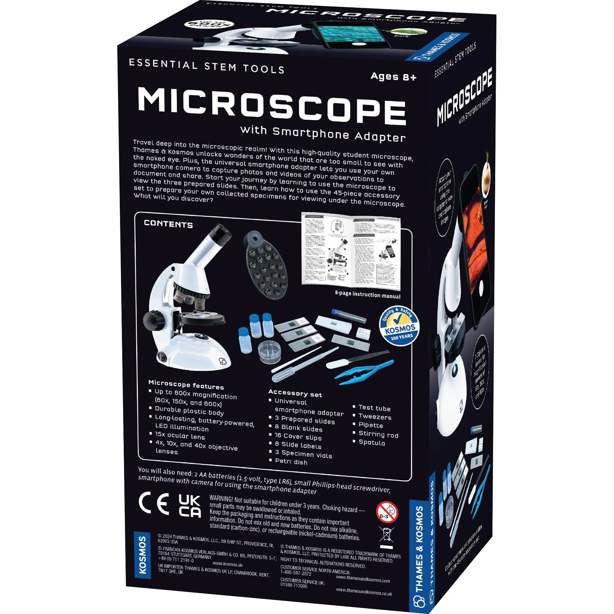 The Thames & Kosmos Microscope Essential STEM Tool with Smartphone Adapter to Capture & View Microscopic Images, Entry-Level Student Science Device, 60x to 600x Magnification & 45 Accessories - Image 2