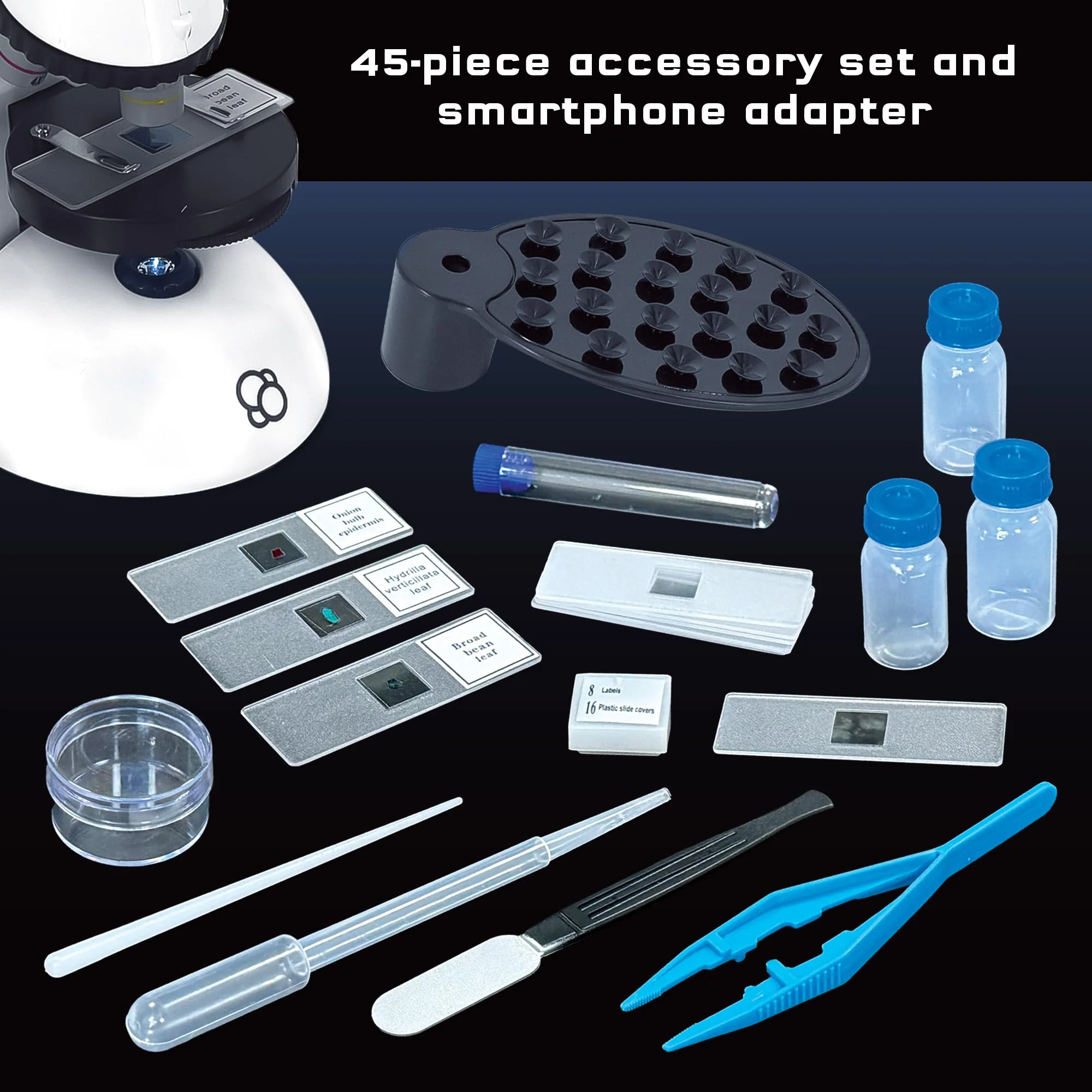 The Thames & Kosmos Microscope Essential STEM Tool with Smartphone Adapter to Capture & View Microscopic Images, Entry-Level Student Science Device, 60x to 600x Magnification & 45 Accessories - Image 4