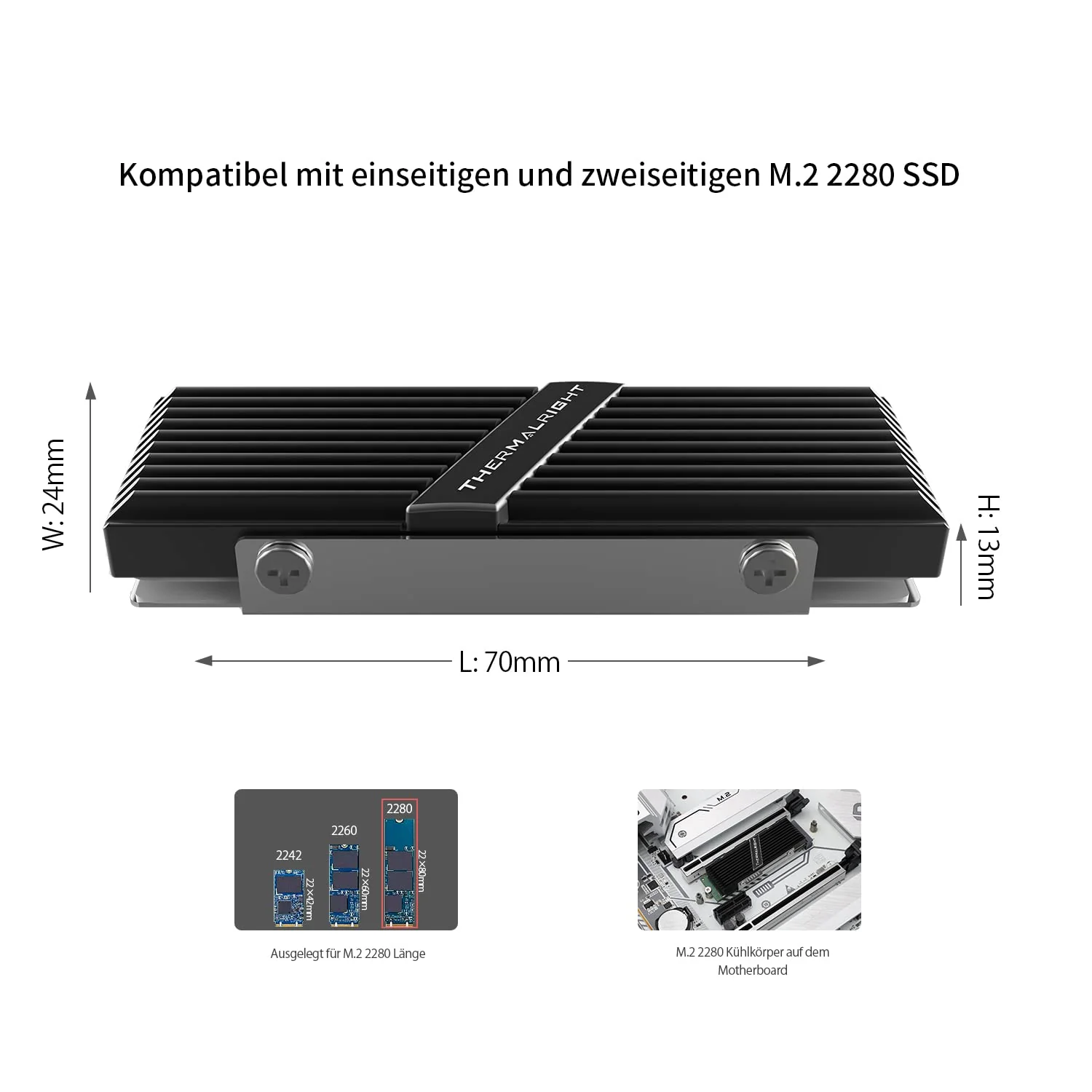 Thermalright M.2 2280 Type A B SSD Cooler for M.2 2280 SSD Cooling, Aluminium Heatsink Cooler M.2 2280 for Desktop M.2 SSD PC and Computer M.2 2280 A B - Image 5