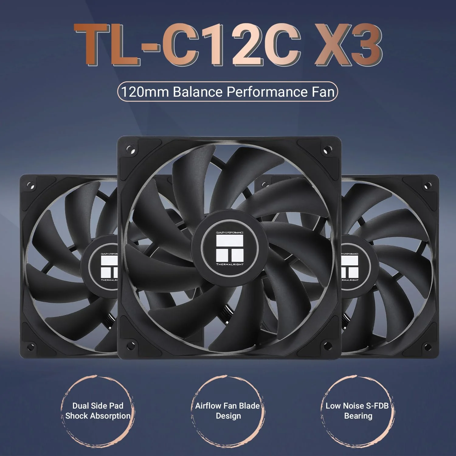 Thermalright TL-C12C CPU Fan 120 mm Case Cooler, 4-Pin PWM Quiet Computer Cooling with S-FDB Bearing Included, up to 1550RPM PC Cooling (3 Quantities) TL-C12C X3 - Image 2