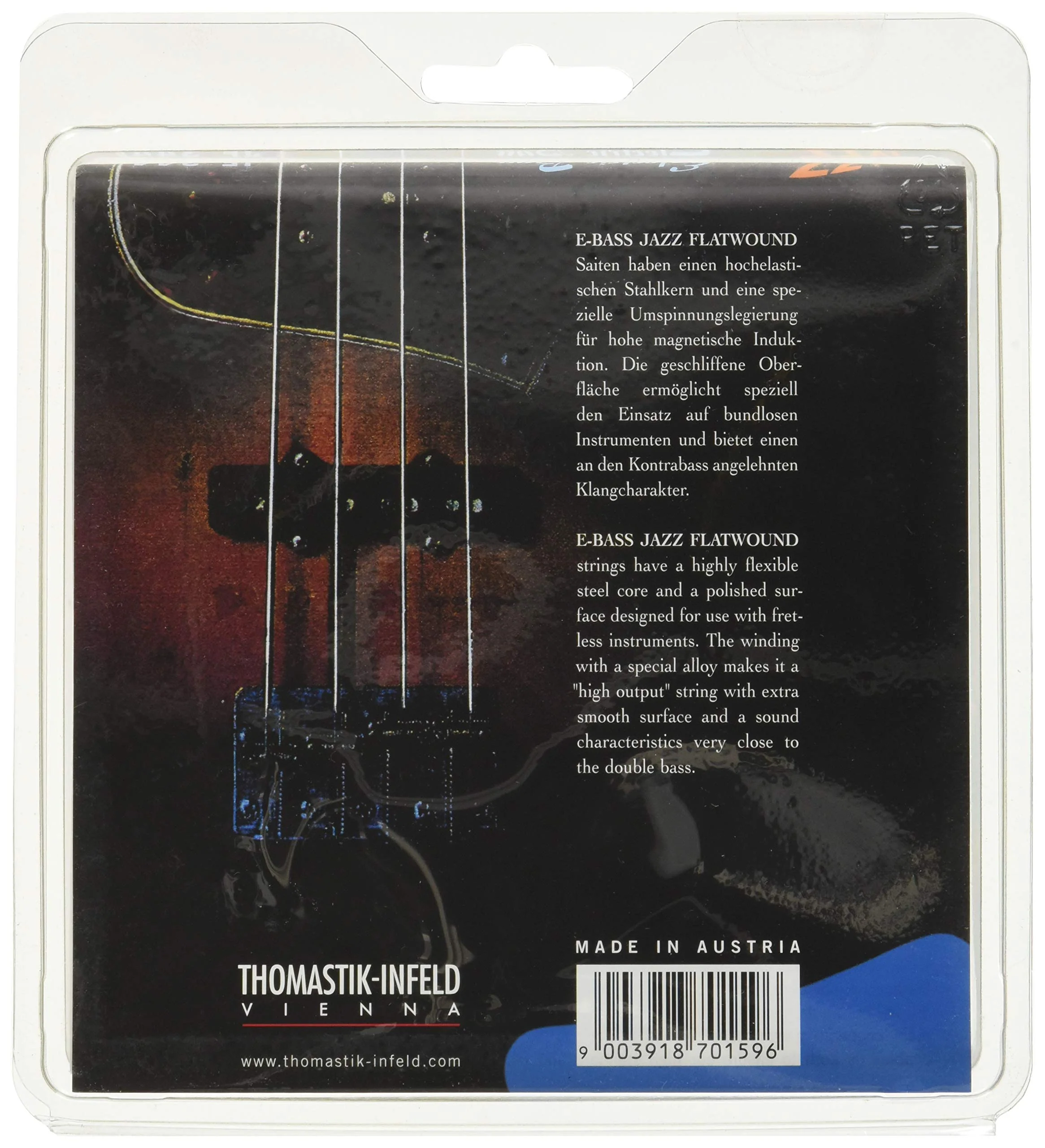 Thomastik-Infeld Bass Guitar Strings - Flatwound Bass Strings For a Rich and Warm Traditional Jazz Sound - Durable String Set Includes JF34043 JF34056 JF34070 JF34100 - Made in Vienna long scale 34" 4-string flatwound - Image 2