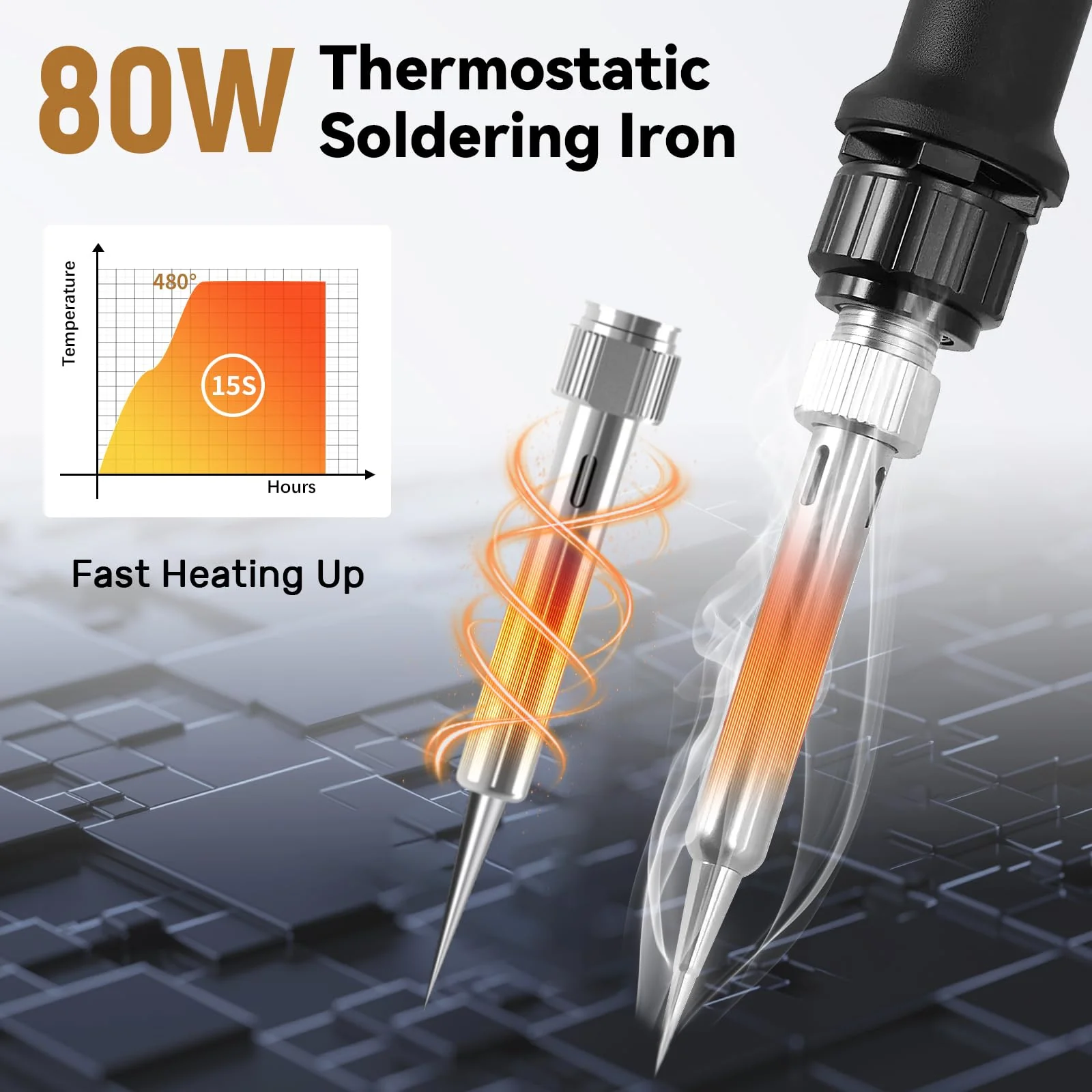 Threaded Inserts, Soldering Tips Set, Soldering Tips, Threaded Insert, Melting Nuts Set with LED Display, 7-Piece Soldering Tips for Thread Insert and 130-Piece Thread Inserts, M2-M8, Compatible with - Image 3
