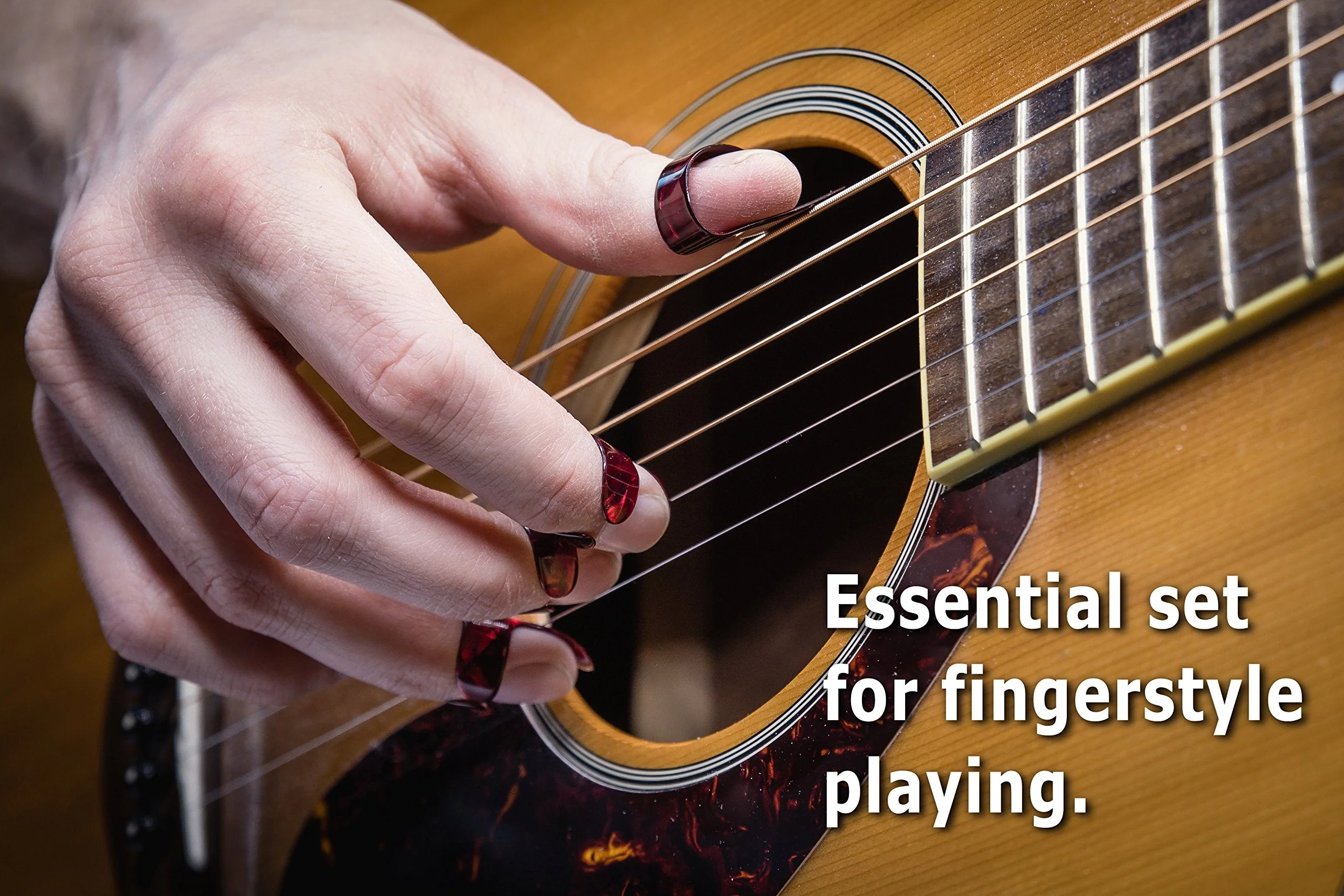 Thumb and Finger Picks - Large Red - Best for Fingerstyle Acoustic Guitar, Banjo or Ukulele. Includes a Pouch. - Image 5
