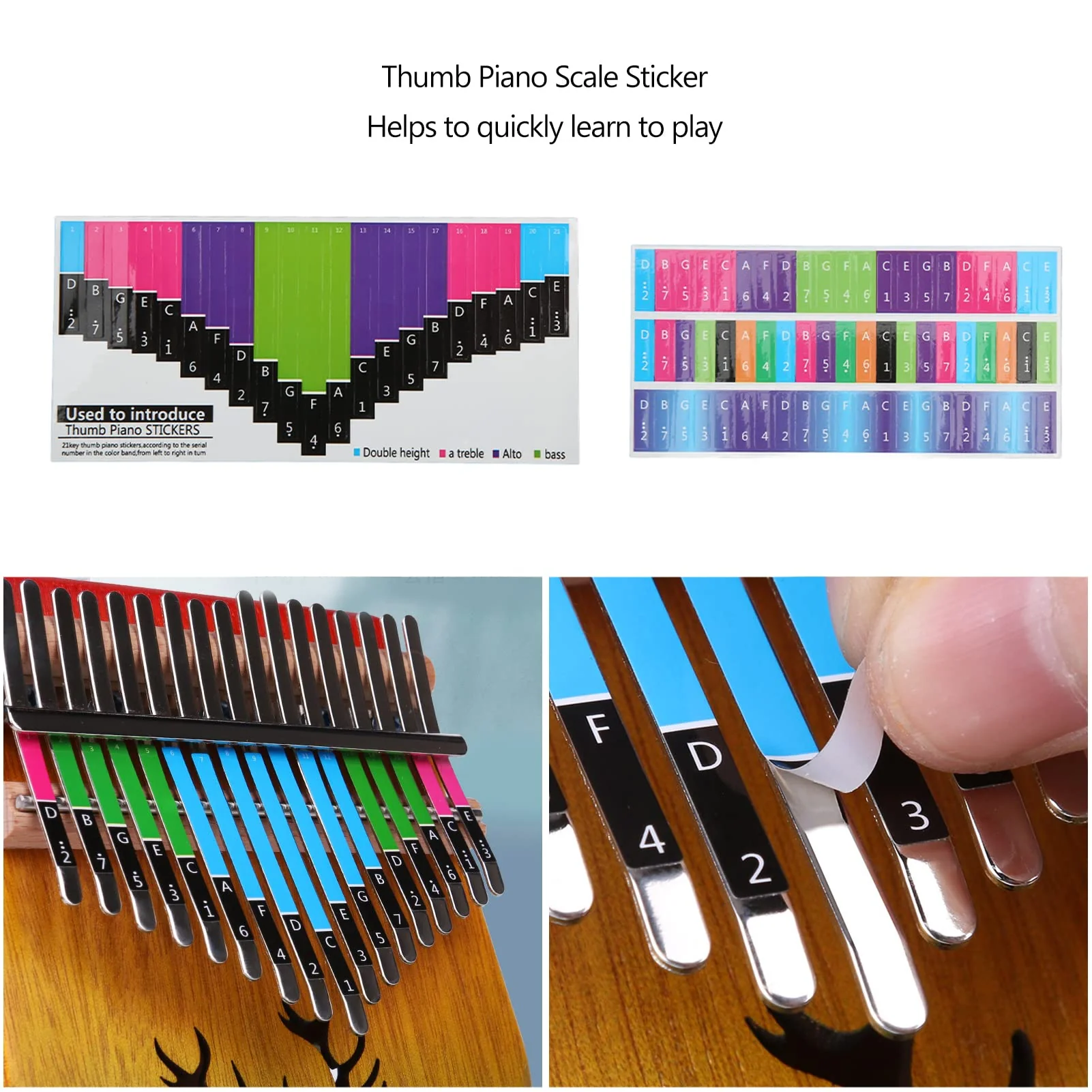 Thumb Piano Note Stickers, Attractive High Adhesion Kalimba Scale Sticker for Beginner for Percussion Practice(21 tone thumb piano universal),Playing Accessories - Image 4