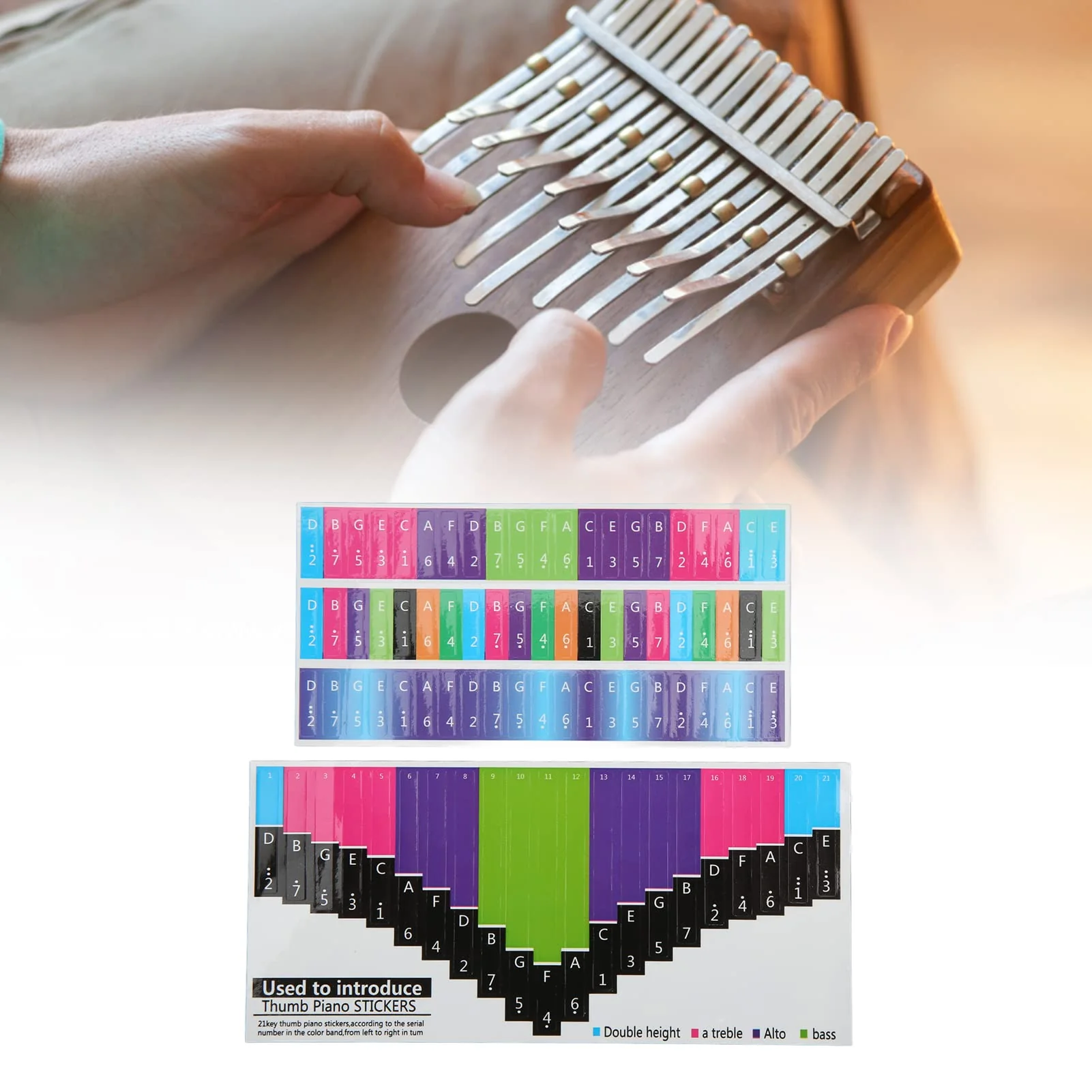Thumb Piano Note Stickers, Attractive High Adhesion Kalimba Scale Sticker for Beginner for Percussion Practice(21 tone thumb piano universal),Playing Accessories - Image 5