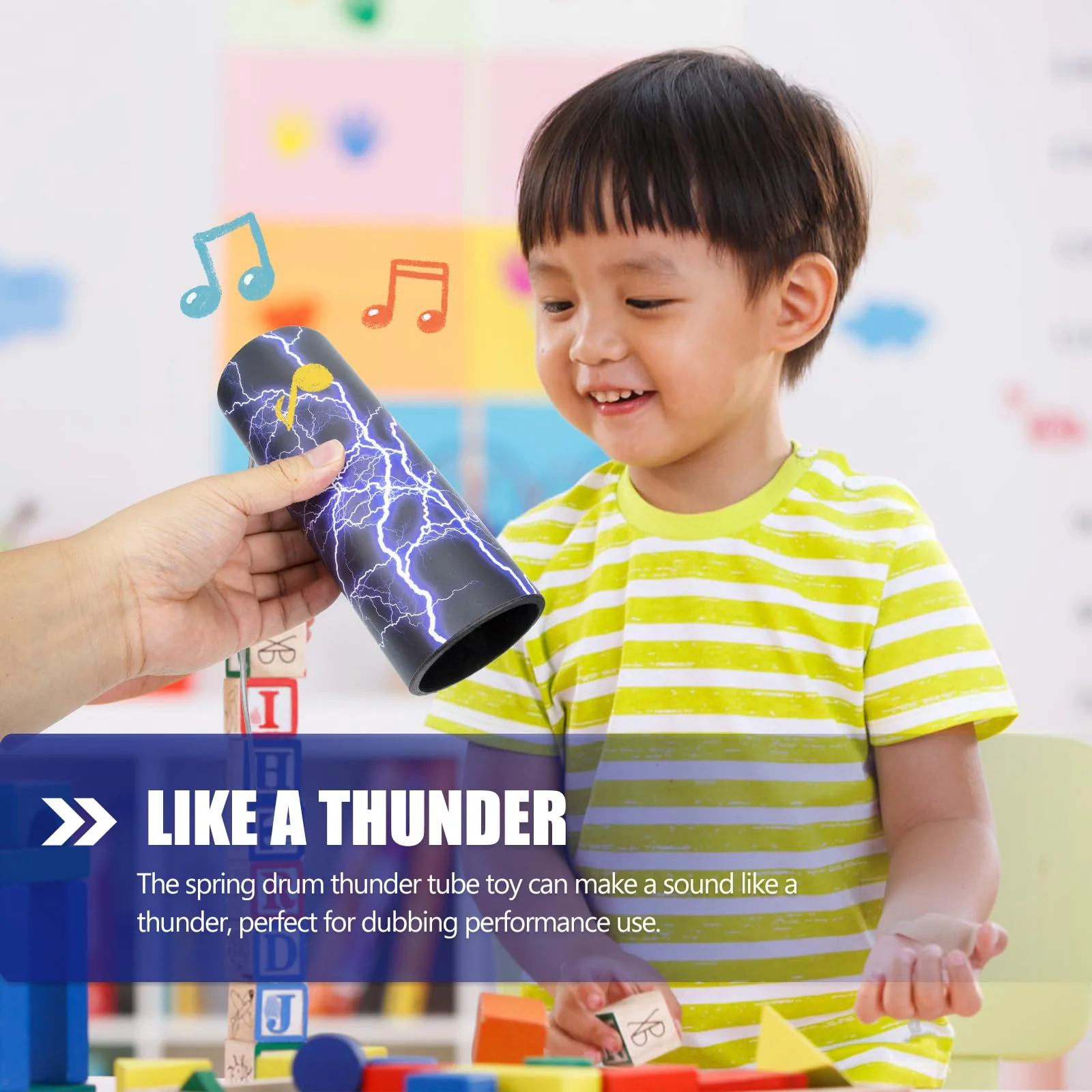 Thunder Drum Thunder Sticks: Noise Maker Spring Drum Shaker Percussion Instrument Music Educational Toy for Kids Cheer Up, Hand-Eye Coordination & Creativity Development 20x7.5cm - Image 4
