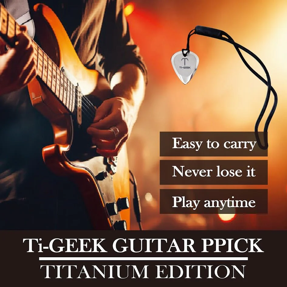 Ti-Geek Premium Titanium Guitar Pick 2.8mm Thickness, Metallic Silver for Metallica, Bass, Electric Guitar No-Slip Grip, Wrist Band, Lifetime Durability - Perfect for Guitar lover 1PackMetallic Silver - Image 3