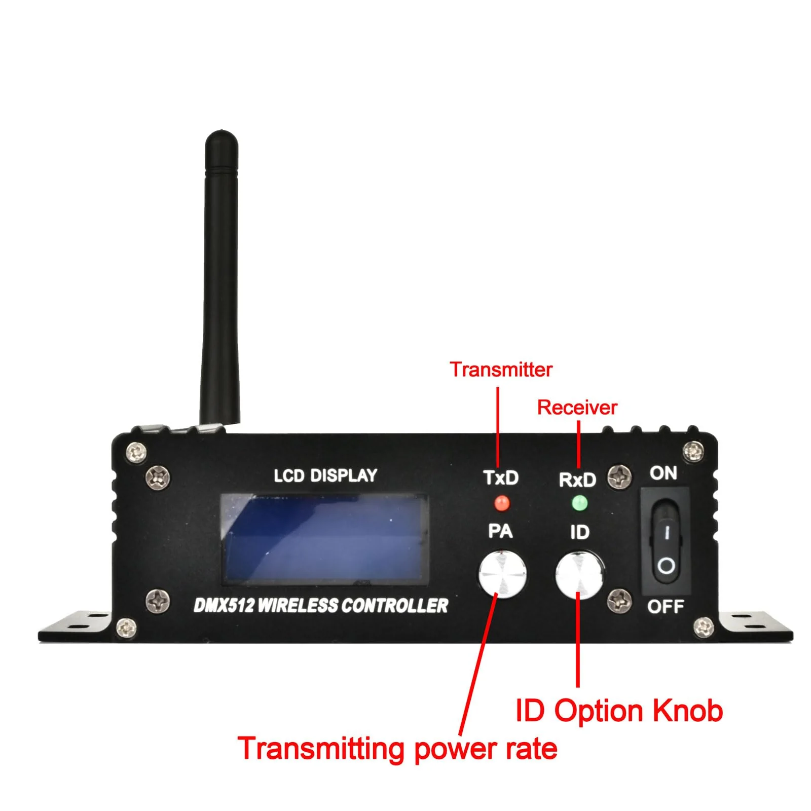 Tiandirenhe DMX 512 Controller, 2.4G Wireless Transmitter Receiver, LCD Display Power Adjustable Repeater Lighting Dimmer Controller for DJ Light Party Disco KTV Bars - Image 2
