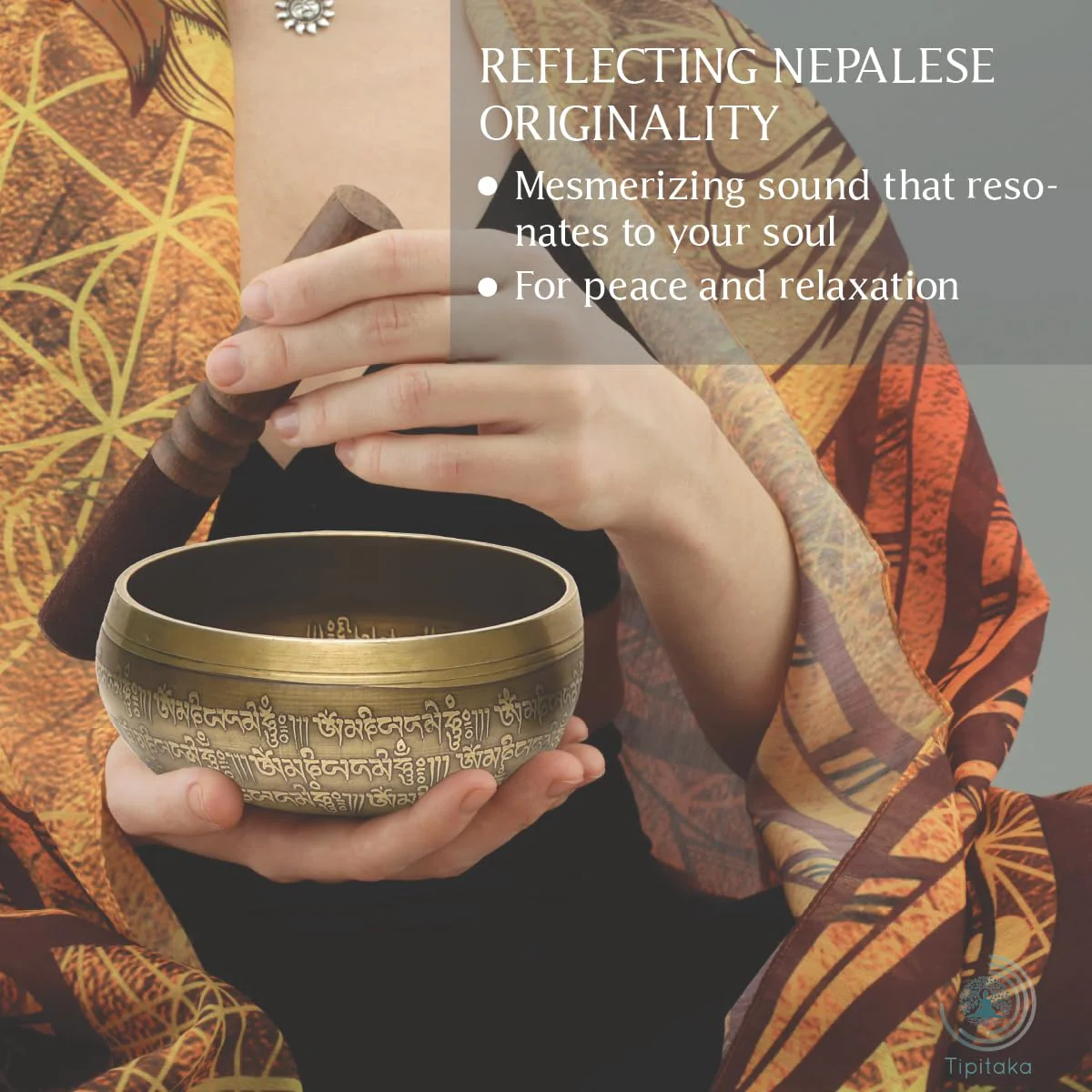 Tibetan Four Buddha Singing Bowl Set- Yoga and Meditation -Handcrafted in Nepal - Sound Healing and Mindfulness chakra bowl- Mantra Engravings, Suede wooden striker - Ideal Spiritual gift - Image 3