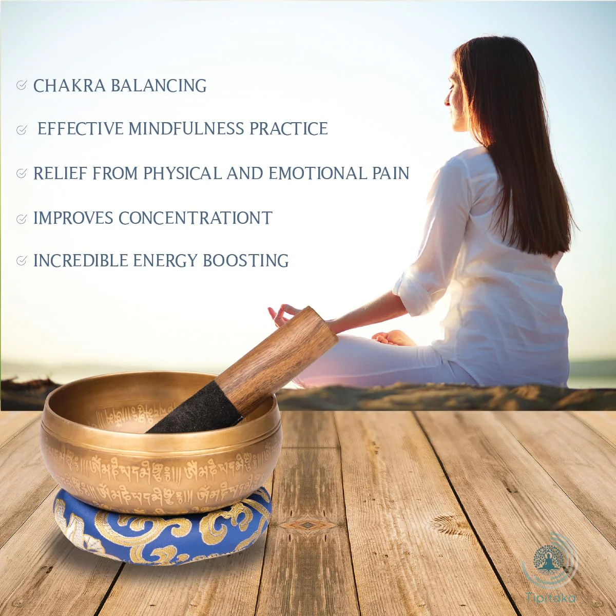Tibetan Four Buddha Singing Bowl Set- Yoga and Meditation -Handcrafted in Nepal - Sound Healing and Mindfulness chakra bowl- Mantra Engravings, Suede wooden striker - Ideal Spiritual gift - Image 5