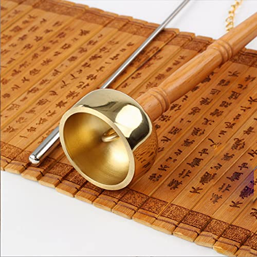 Tibetan Hand BellMeditation and Prayer Bells Buddhism Wooden Handle Brass Hand Bell Meditation Singing Bell Singing Scripture Implement Buddhist Supplies - Image 3