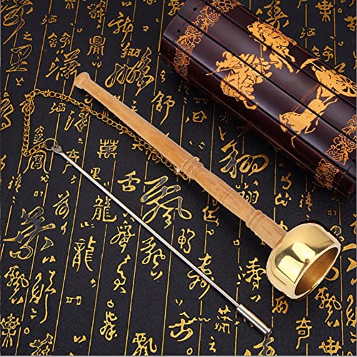 Tibetan Hand BellMeditation and Prayer Bells Buddhism Wooden Handle Brass Hand Bell Meditation Singing Bell Singing Scripture Implement Buddhist Supplies - Image 5