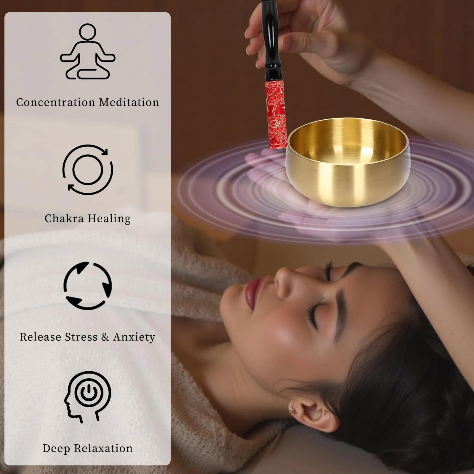 Tibetan Singing Bowl Set - 4" Handcrafted Meditation Sound Bowl for Yoga, Mindfulness Chakra Healing & Stress Relief | Complete Kit with Cushion & Mallet | Spiritual Gifts for Beginners (4 Inch) 4 Inch - Image 3