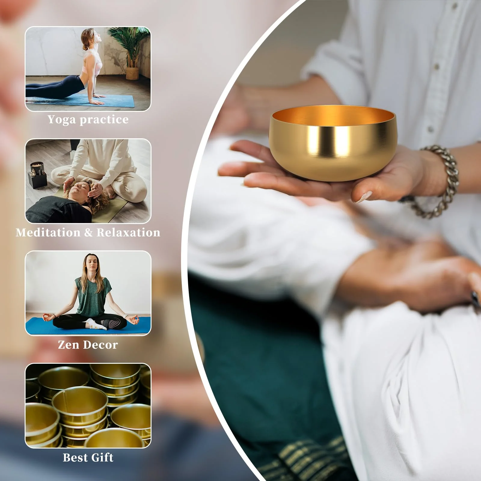 Tibetan Singing Bowl Set - 4" Handcrafted Meditation Sound Bowl for Yoga, Mindfulness Chakra Healing & Stress Relief | Complete Kit with Cushion & Mallet | Spiritual Gifts for Beginners (4 Inch) 4 Inch - Image 4