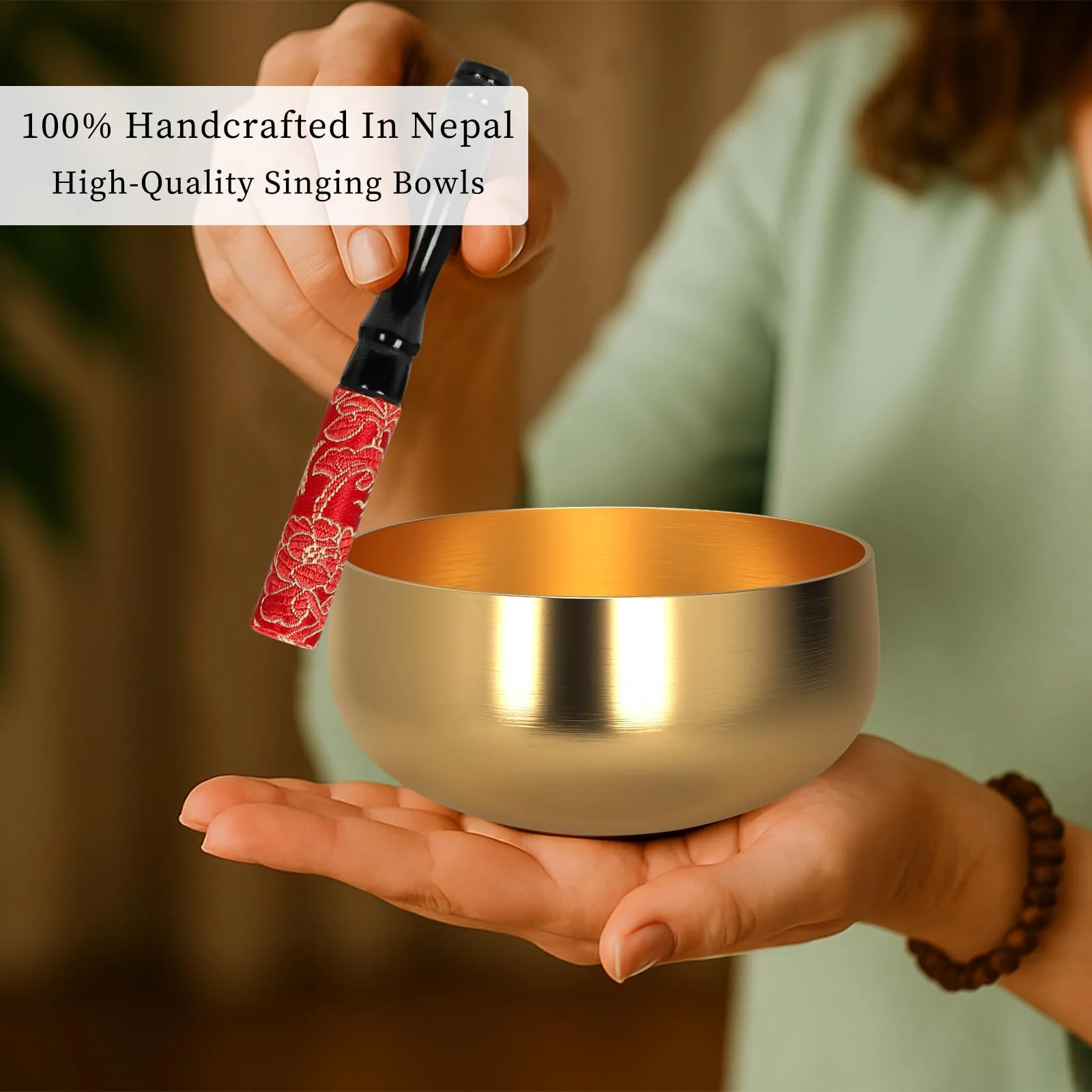 Tibetan Singing Bowl Set - 4" Handcrafted Meditation Sound Bowl for Yoga, Mindfulness Chakra Healing & Stress Relief | Complete Kit with Cushion & Mallet | Spiritual Gifts for Beginners (4 Inch) 4 Inch - Image 5