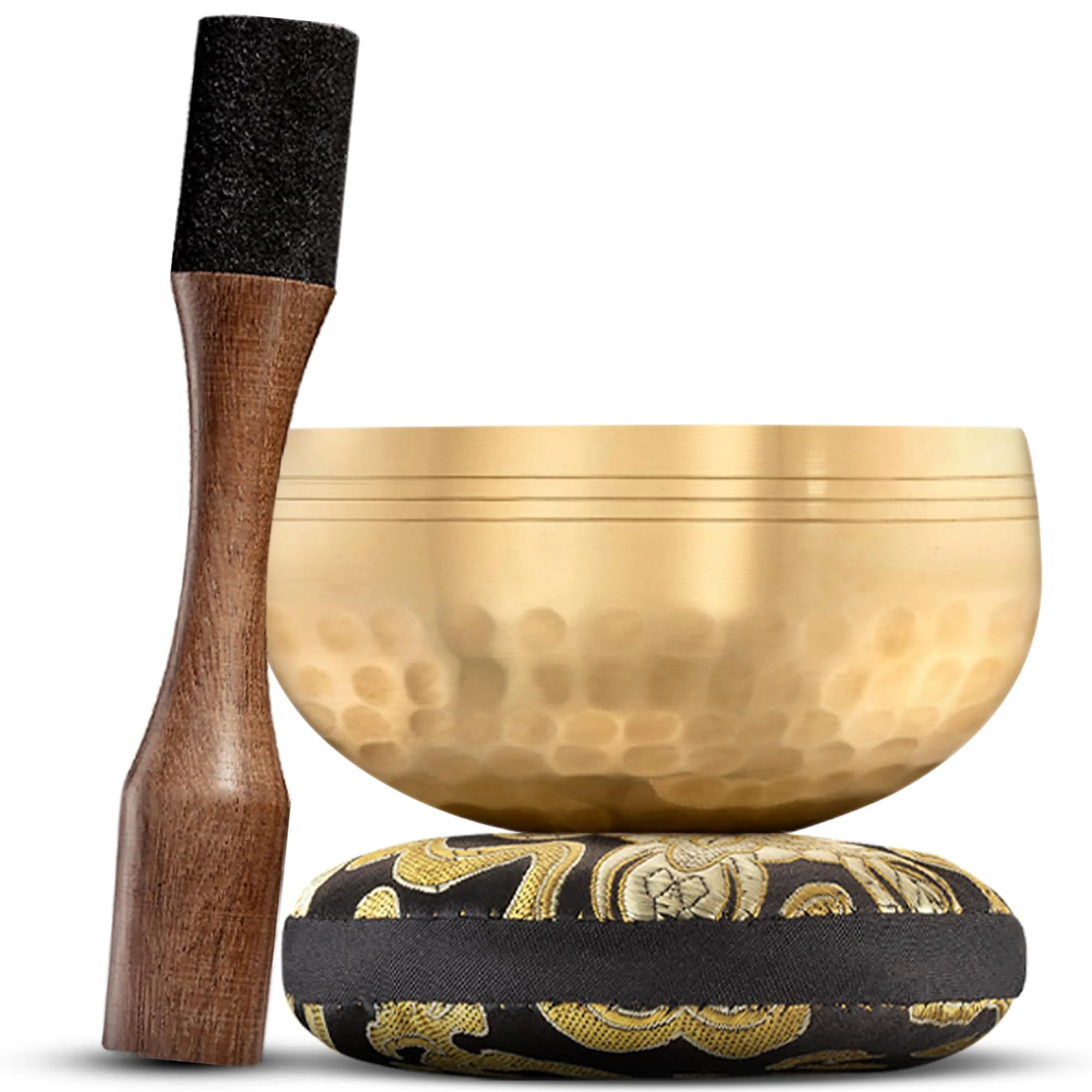 Tibetan Singing Bowl Set – Authentic Plain Design – Sound Bowl & Meditation Bowl with Cushion, Mallet & Guide – Chakra Balancing – Sound Bath Instruments – Therapeutic Sound Devices Beaten Bronze Without Case - Image 2