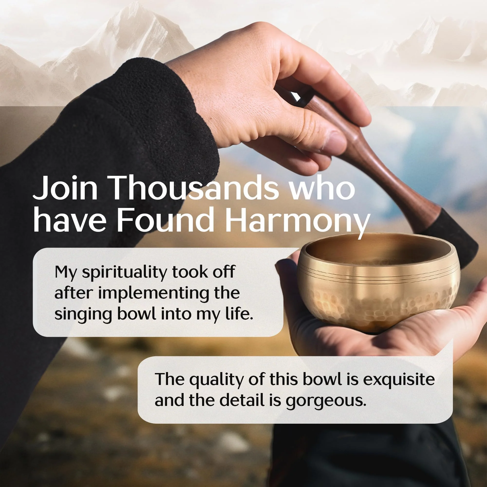 Tibetan Singing Bowl Set – Authentic Plain Design – Sound Bowl & Meditation Bowl with Cushion, Mallet & Guide – Chakra Balancing – Sound Bath Instruments – Therapeutic Sound Devices Beaten Bronze Without Case - Image 3