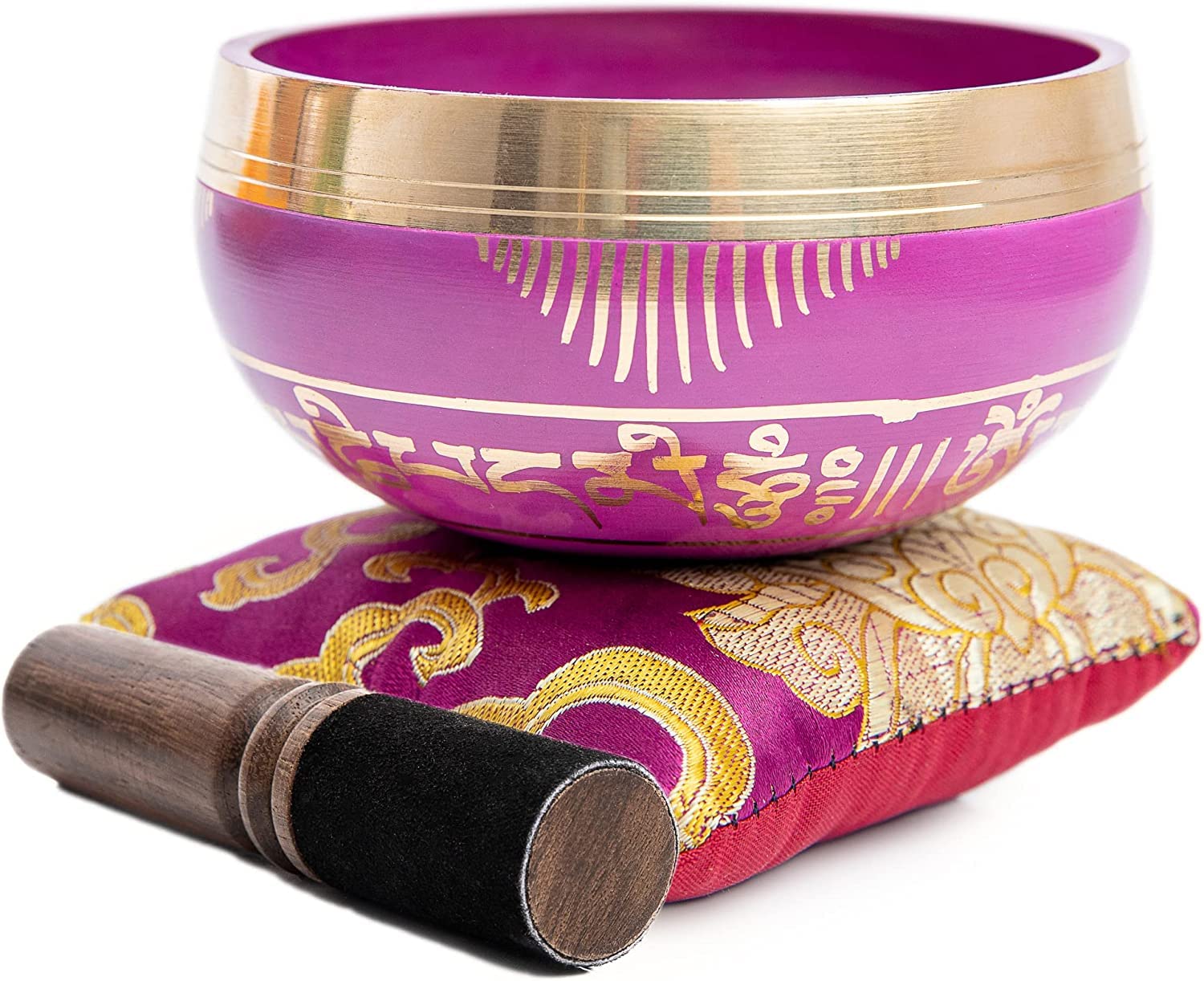 Tibetan Singing Bowl Set - Easy To Play for Beginners - Authentic Handcrafted Mindfulness Meditation Holistic Sound 7 Chakra Healing Gift by Himalayan Bazaar (Orchid) Orchid Pink - Image 3