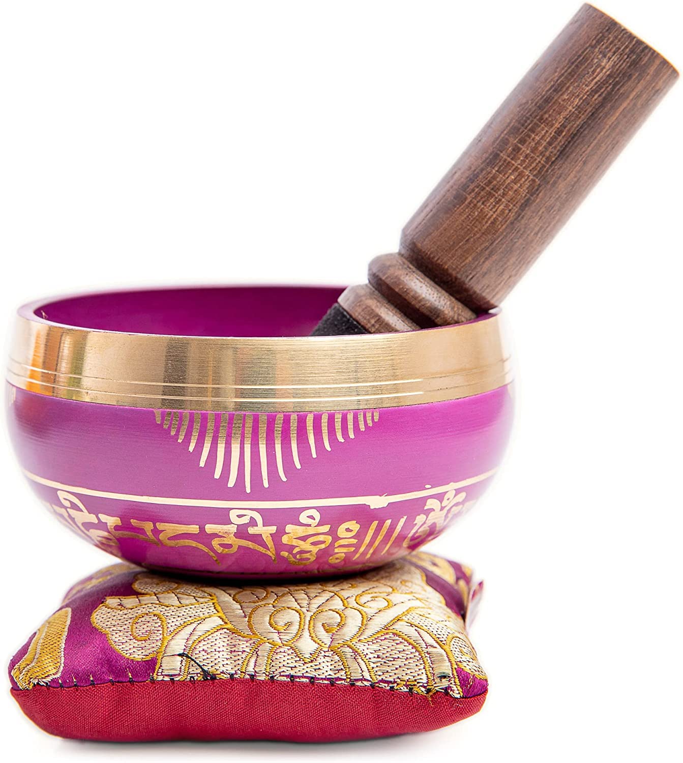 Tibetan Singing Bowl Set - Easy To Play for Beginners - Authentic Handcrafted Mindfulness Meditation Holistic Sound 7 Chakra Healing Gift by Himalayan Bazaar (Orchid) Orchid Pink - Image 6