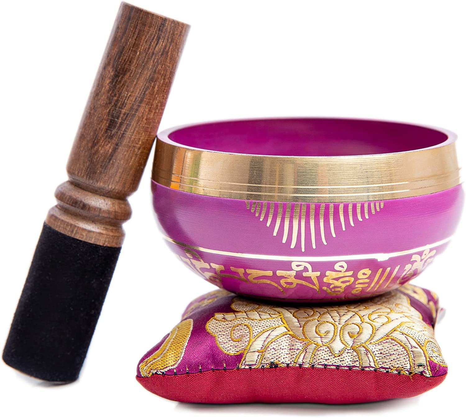 Tibetan Singing Bowl Set - Easy To Play for Beginners - Authentic Handcrafted Mindfulness Meditation Holistic Sound 7 Chakra Healing Gift by Himalayan Bazaar (Orchid) Orchid Pink - Image 7