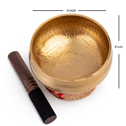 Tibetan Singing Bowl Set - Easy To Play for Beginners - Authentic Handcrafted Mindfulness Meditation Holistic Sound Bowl 7 Chakra Healing Gift by Himalayan Bazaar (4 Inch with Chakra Stones) Bowl with Stones - 4 Inch - Image 2