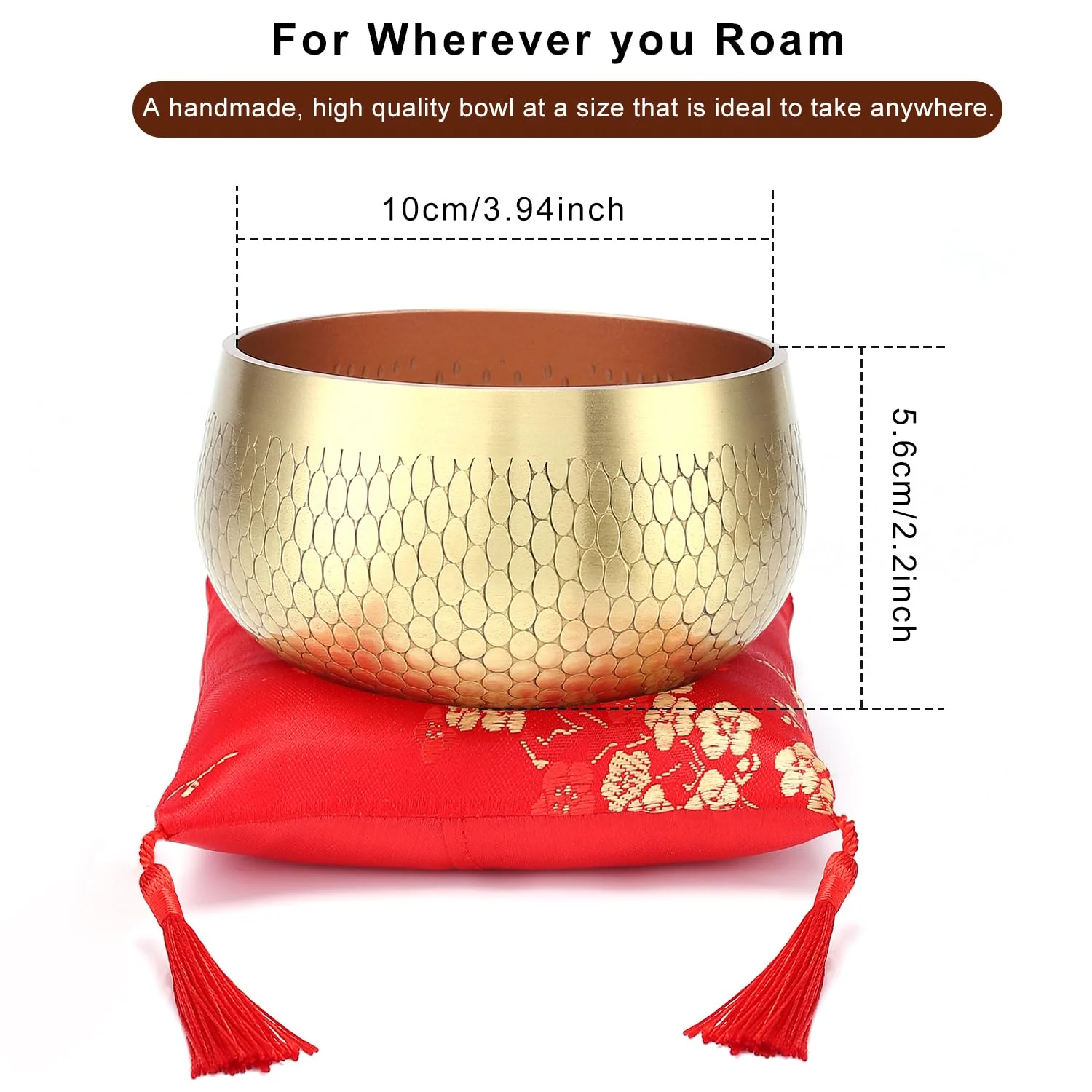 Tibetan Singing Bowl Set — Meditation Sound Bowl Handcrafted in Nepal, Long Lasting Sound for Deep Calming Relaxation, Meditation, and Sound Bowl Healing | Includes Mallet & Cushion(5") (4") 4" - Image 2