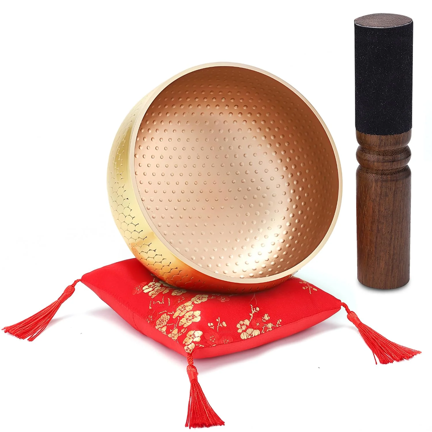Tibetan Singing Bowl Set — Meditation Sound Bowl Handcrafted in Nepal, Long Lasting Sound for Deep Calming Relaxation, Meditation, and Sound Bowl Healing | Includes Mallet & Cushion(5") (4") 4" - Image 9