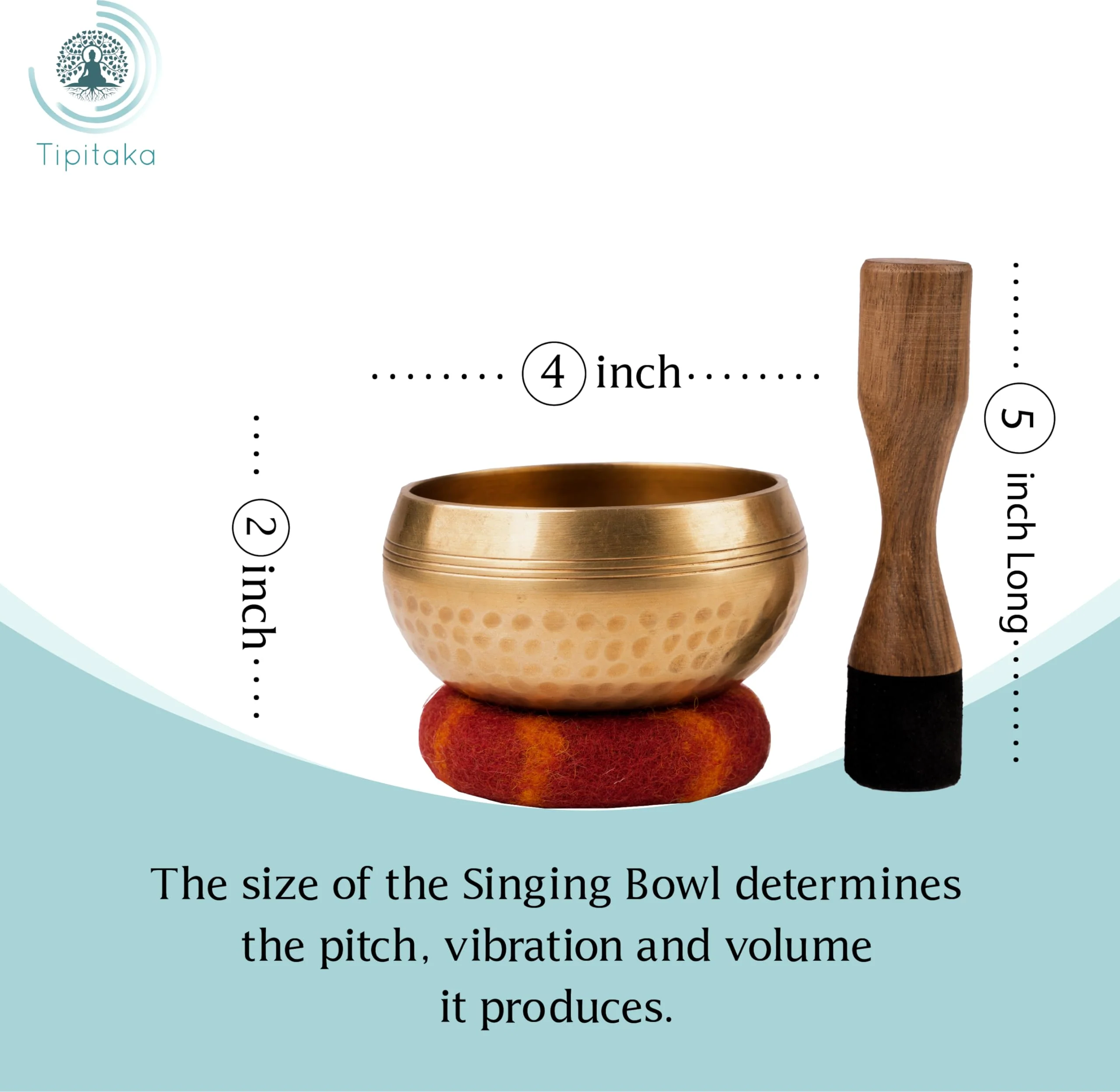Tibetan Singing Bowl Set - Yoga and Meditation Sound Healing -for Stress Relief and Mindful Living -100% Hand-hammered in Nepal Sound Bowl for Meditation (Bronze 4 inch) Bronze 4 inch - Image 2