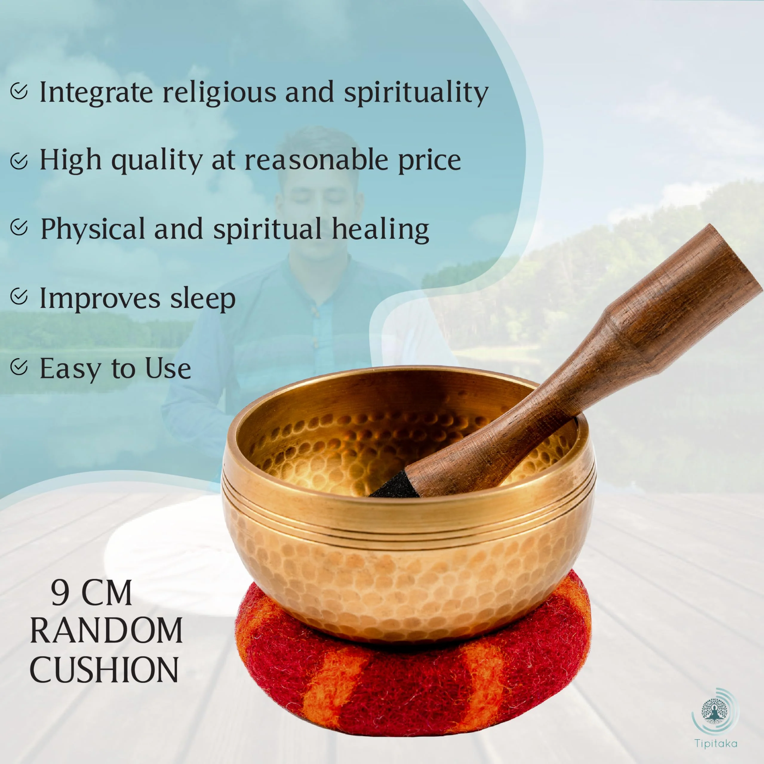 Tibetan Singing Bowl Set - Yoga and Meditation Sound Healing -for Stress Relief and Mindful Living -100% Hand-hammered in Nepal Sound Bowl for Meditation (Bronze 4 inch) Bronze 4 inch - Image 3