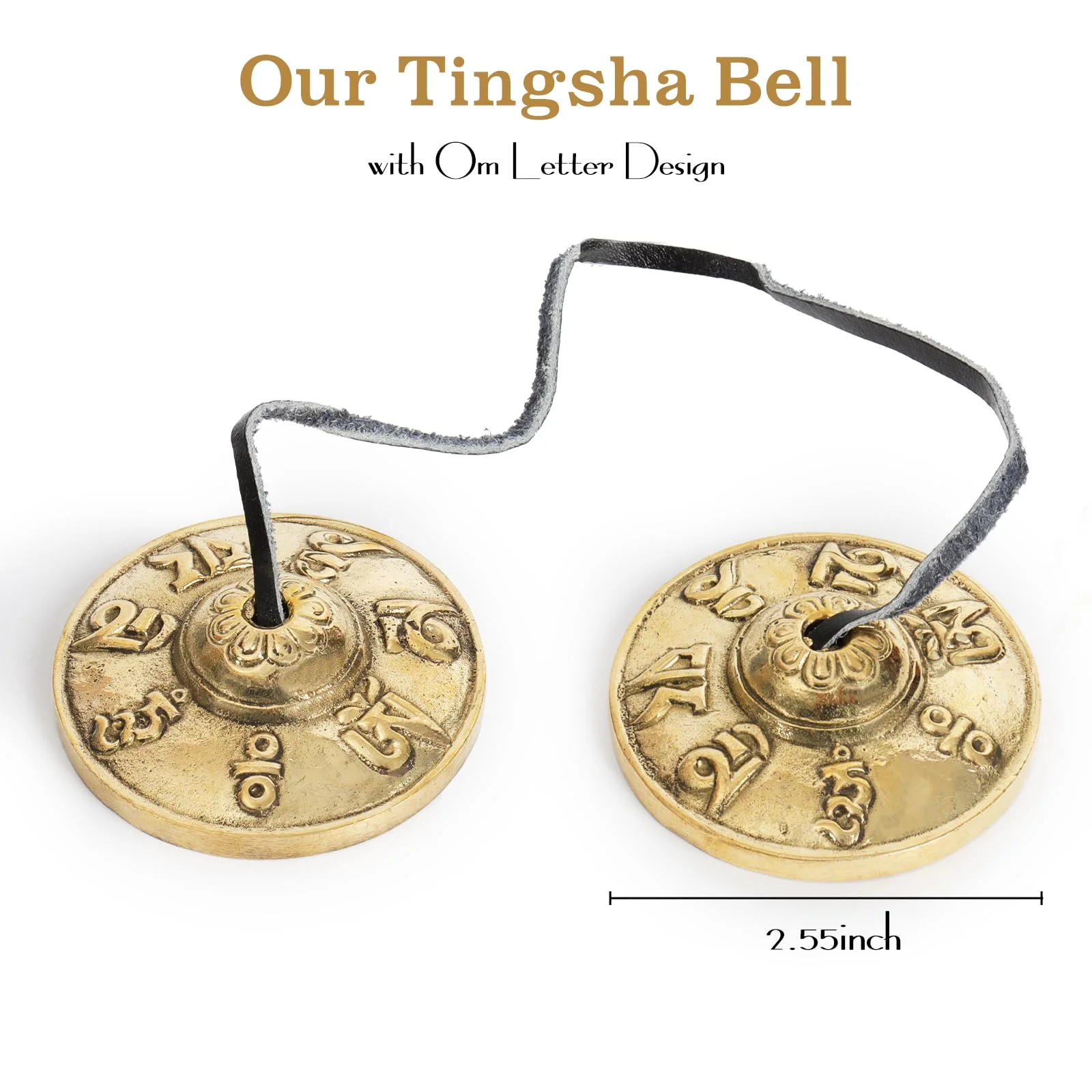 Tibetan Tingsha Cymbals Meditation Bells Spiritual Gifts for Women Meditation Accessory for Spiritual Healing Mindfulness Sound Healing—Om Mane Padme Hum Symbols Embossed (Black) Black - Image 3