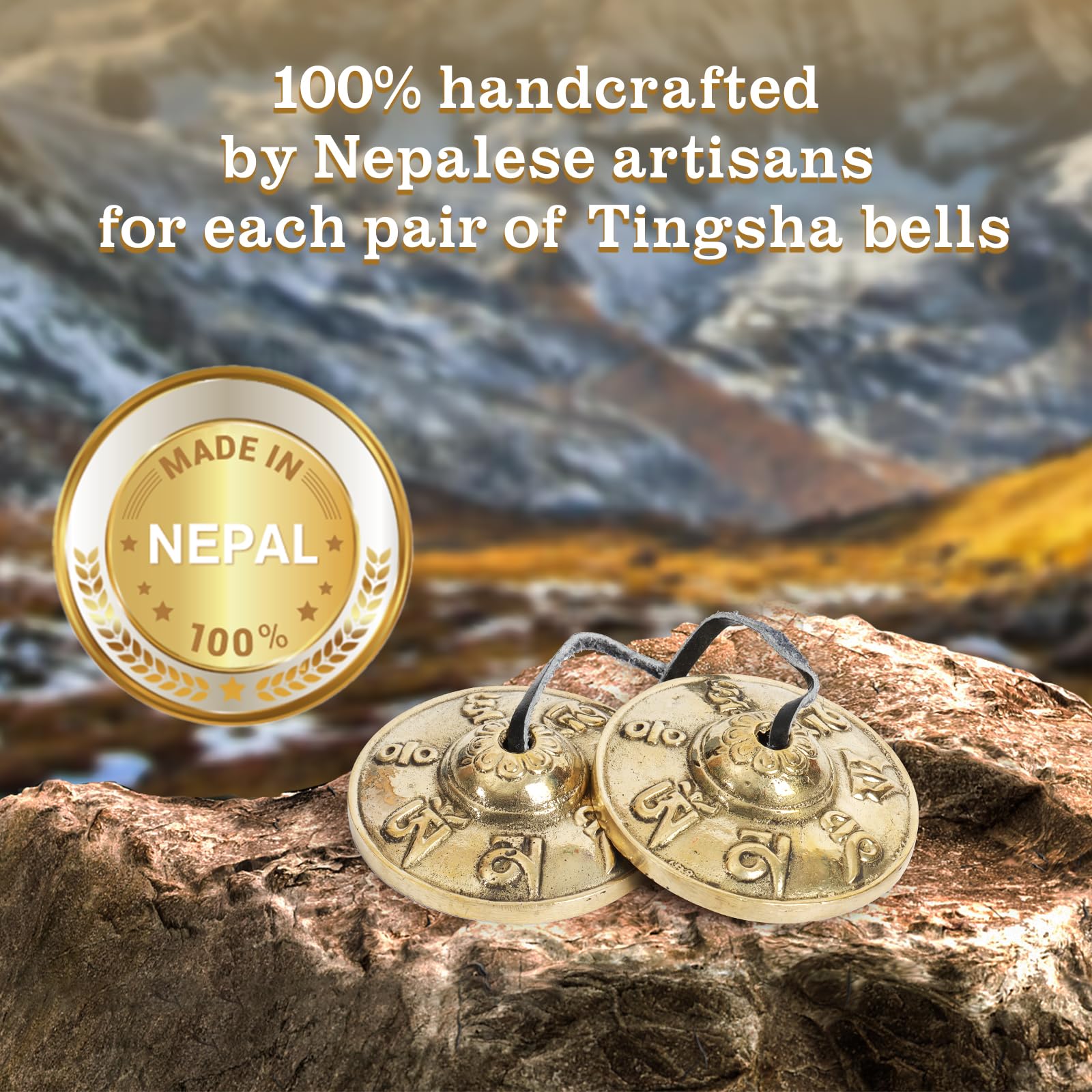 Tibetan Tingsha Cymbals Meditation Bells Spiritual Gifts for Women Meditation Accessory for Spiritual Healing Mindfulness Sound Healing—Om Mane Padme Hum Symbols Embossed (Black) Black - Image 4