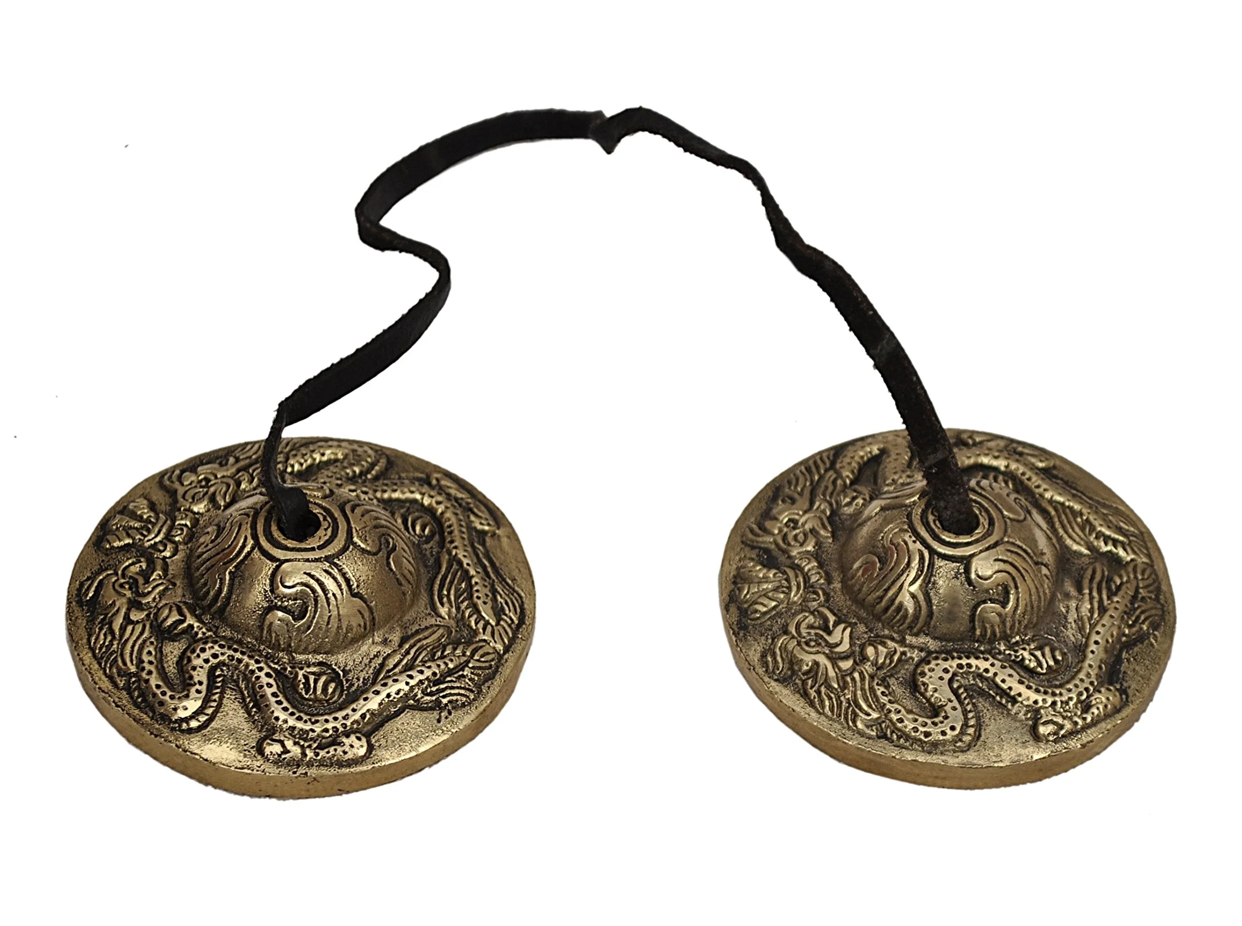 Tibetan Yoga Meditation Cymbals Bell - Dragon Embossed - Image 2